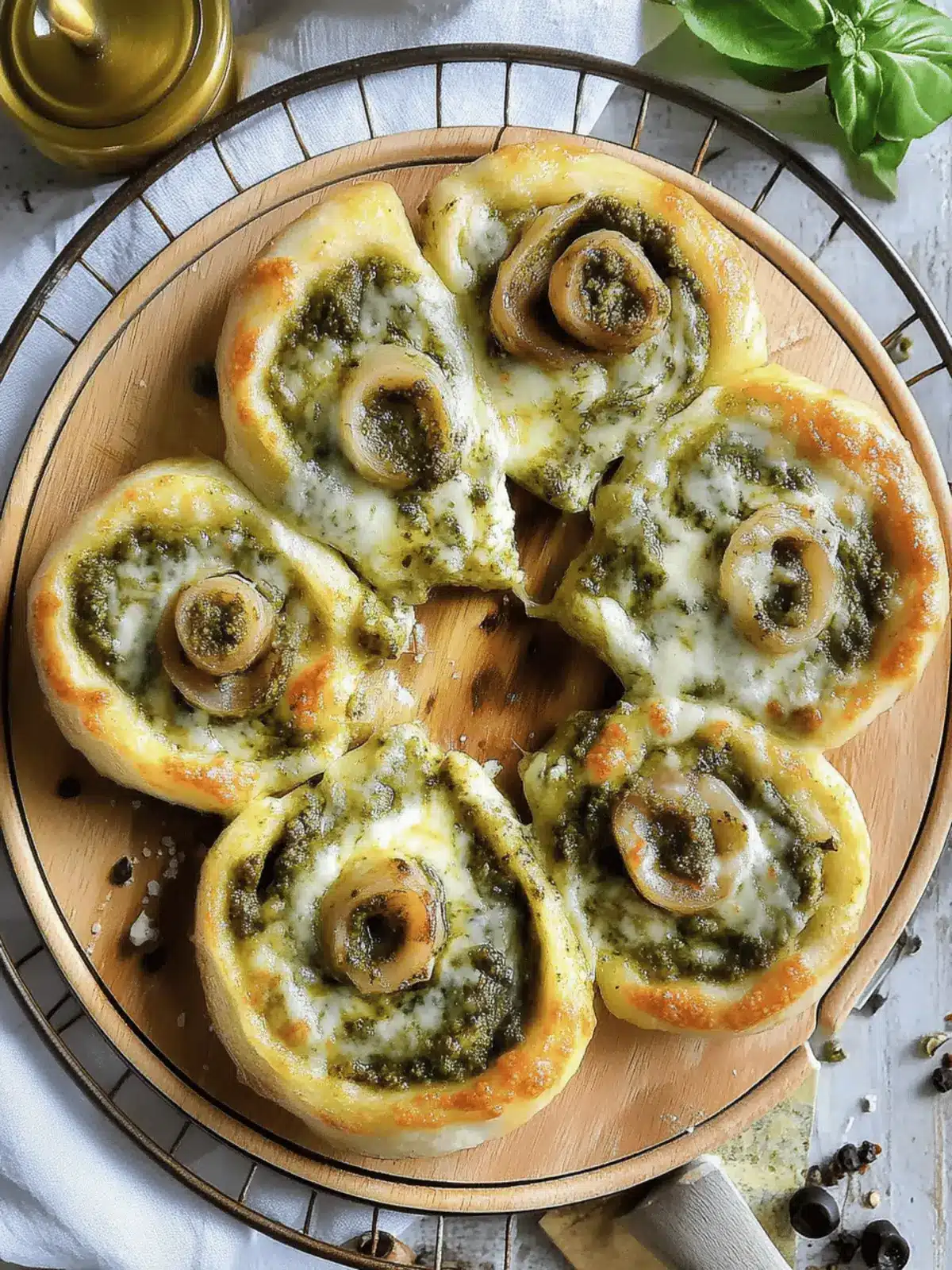 Pizzaschnecken mit Pesto und Mozzarella