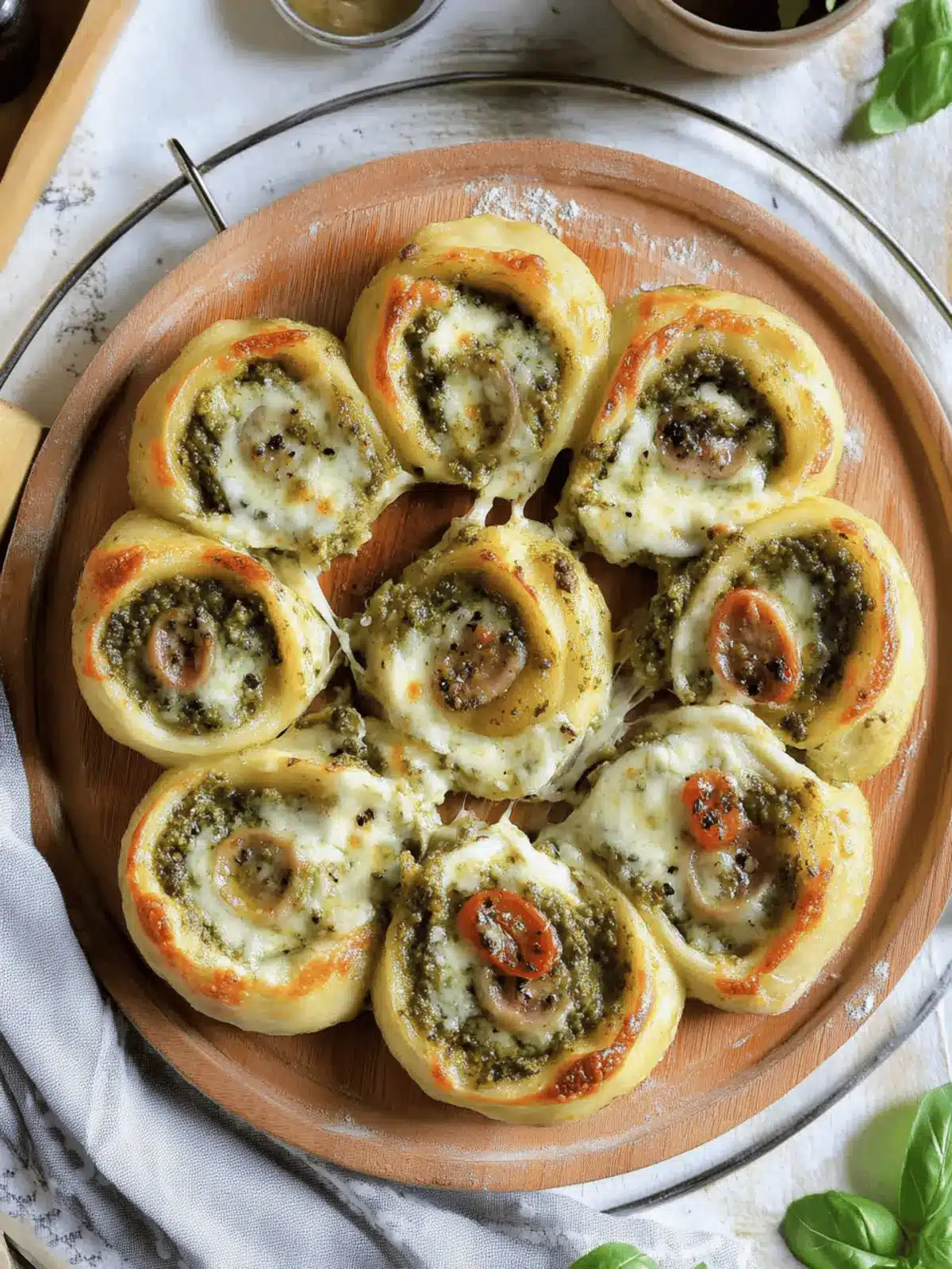 Pizzaschnecken mit Pesto und Mozzarella