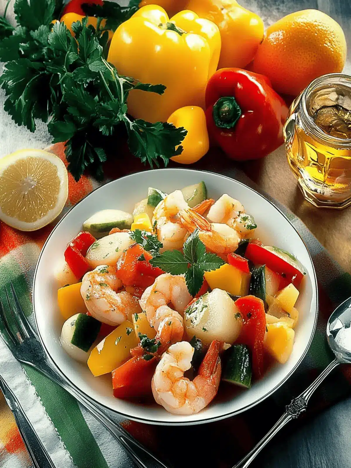 Garnelen mit Paprikagemüse aus der Heißluftfritteuse 2 Shrimp with bell pepper vegetables from the hot air fryer