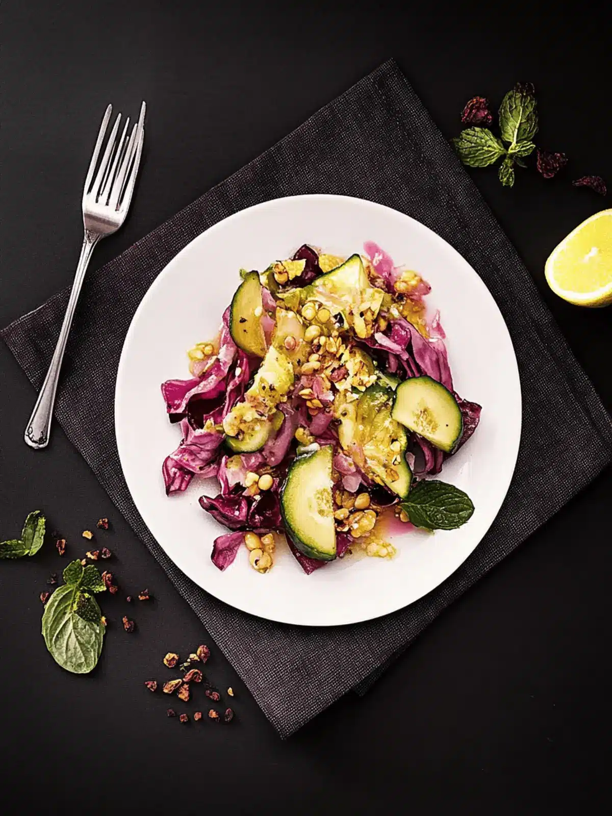 Rotkohlsalat mit gegrillter Avocado