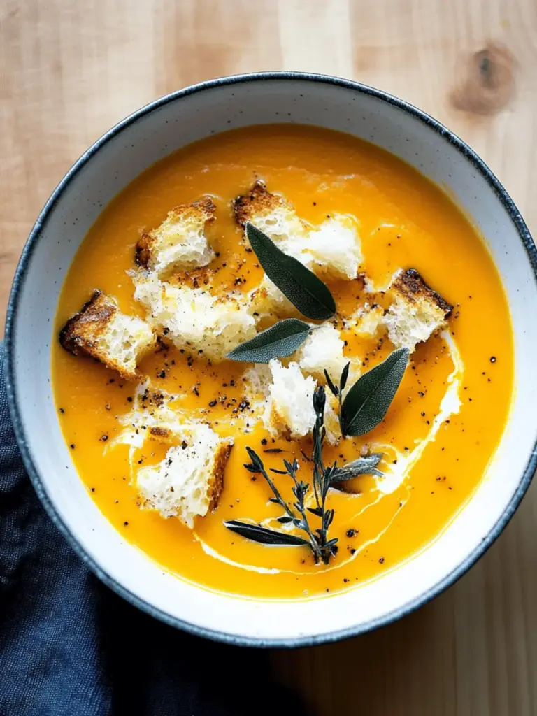 Geröstete Kürbis- und Knoblauchsuppe