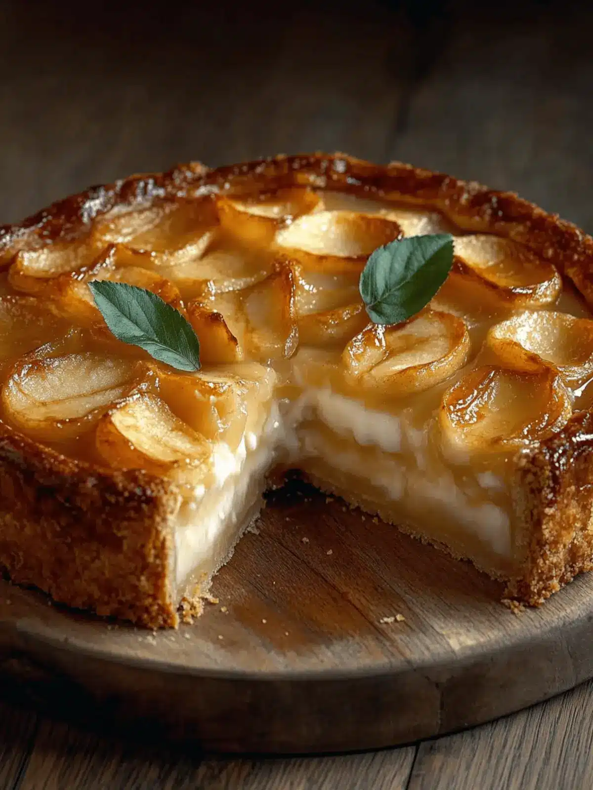 Apple pie with vanilla pudding