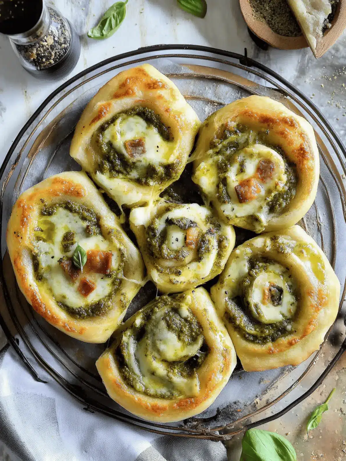 Pizzaschnecken mit Pesto und Mozzarella