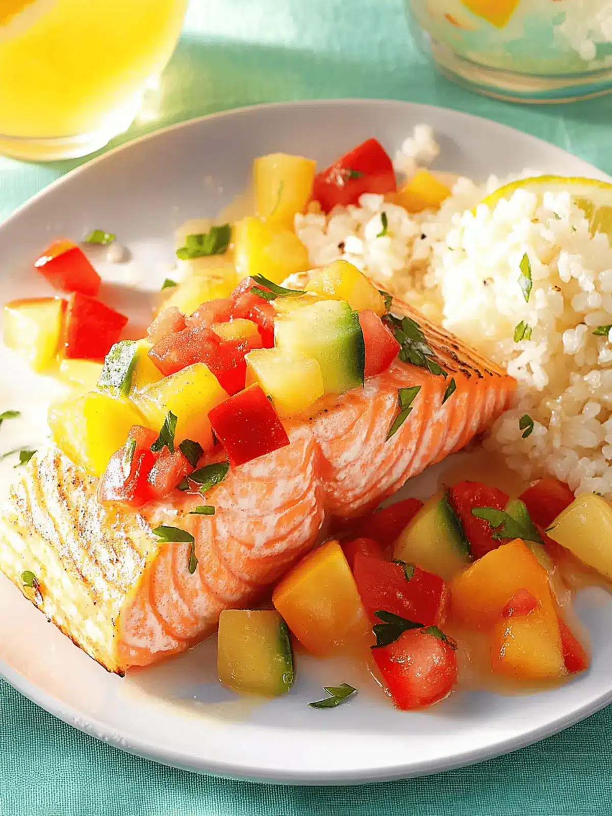 Zitronen-Lachsfilets mit frischer Salsa genießen 4 Zitronen-Lachsfilets mit Salsa