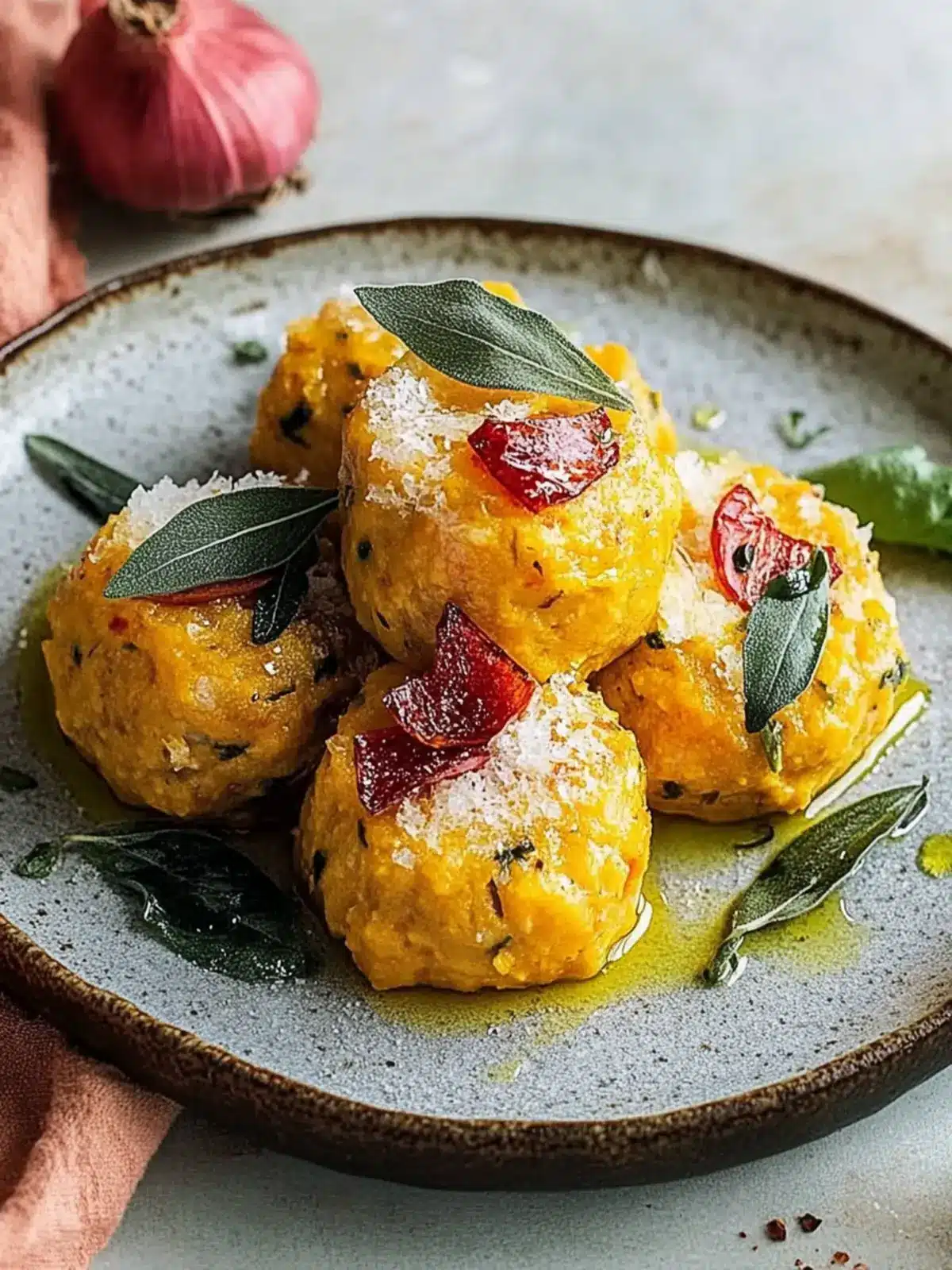 Kürbisknödel mit Salbeibutter für gemütliche Abende 5 Kürbisknödel mit Salbeibutter