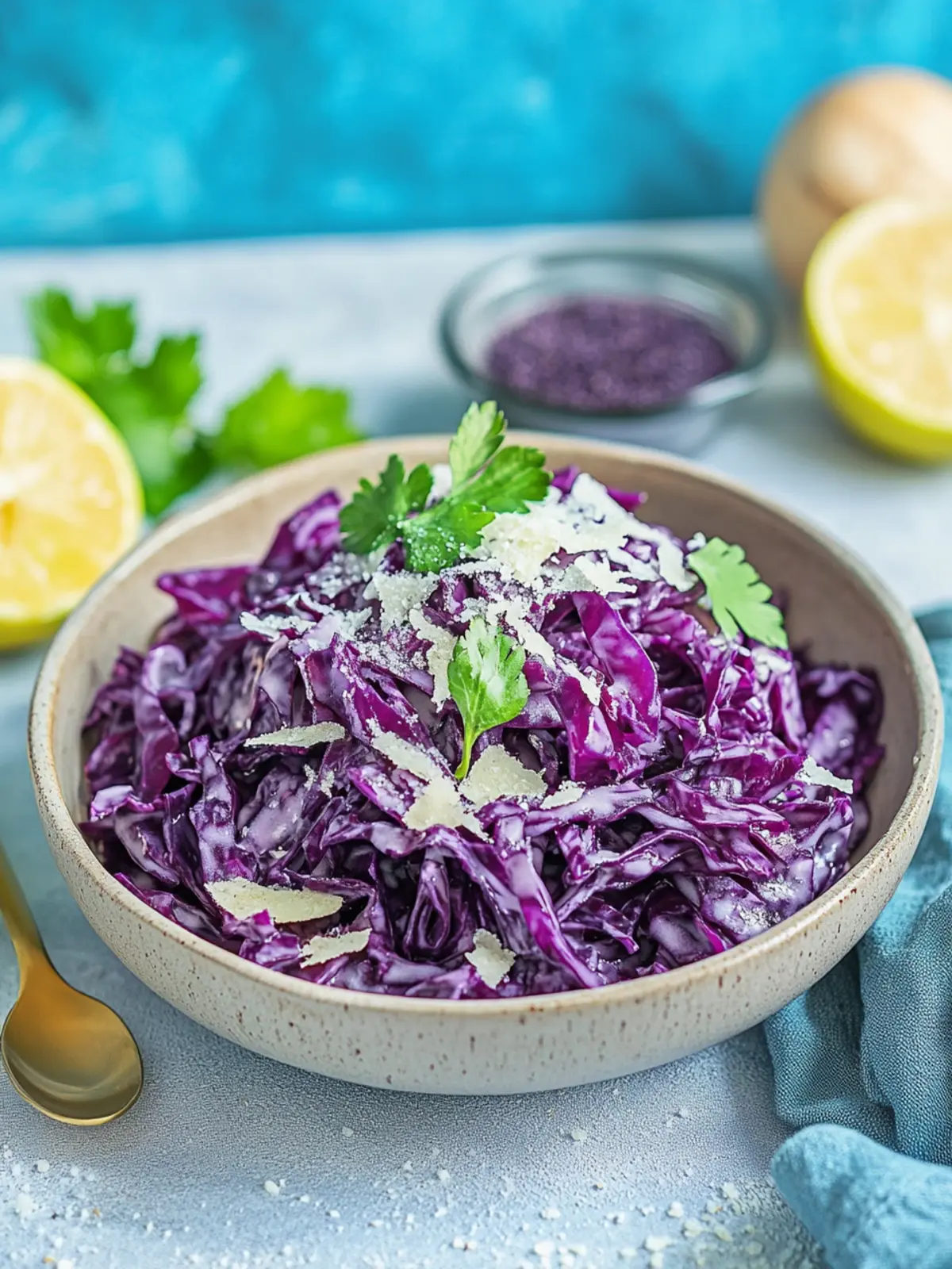 Einfacher Rotkohlsalat nach Großmutters Art 4 Simple red cabbage salad with dressing like grandmother's style