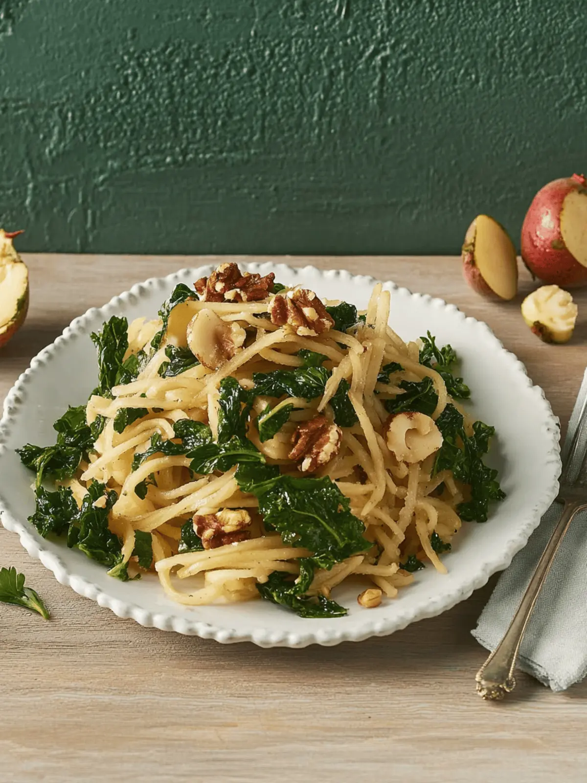 Linguine with breadcrumbs and kale