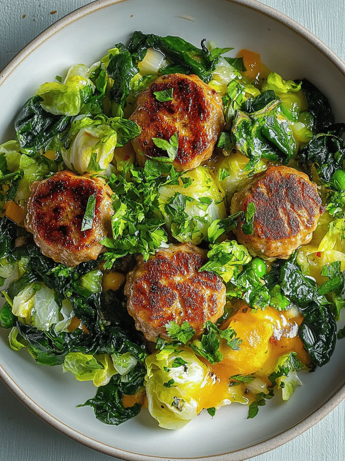 Frikadellen auf Rahmwirsing für ein herzhaftes Frühstück 2 Frikadellen auf Rahmwirsing