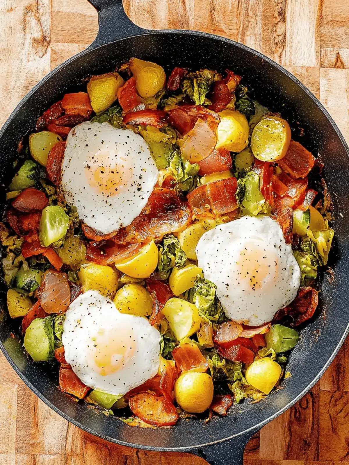 Schnelles Rosenkohl Hash mit Speck und Eiern 3 Rosenkohl Hash