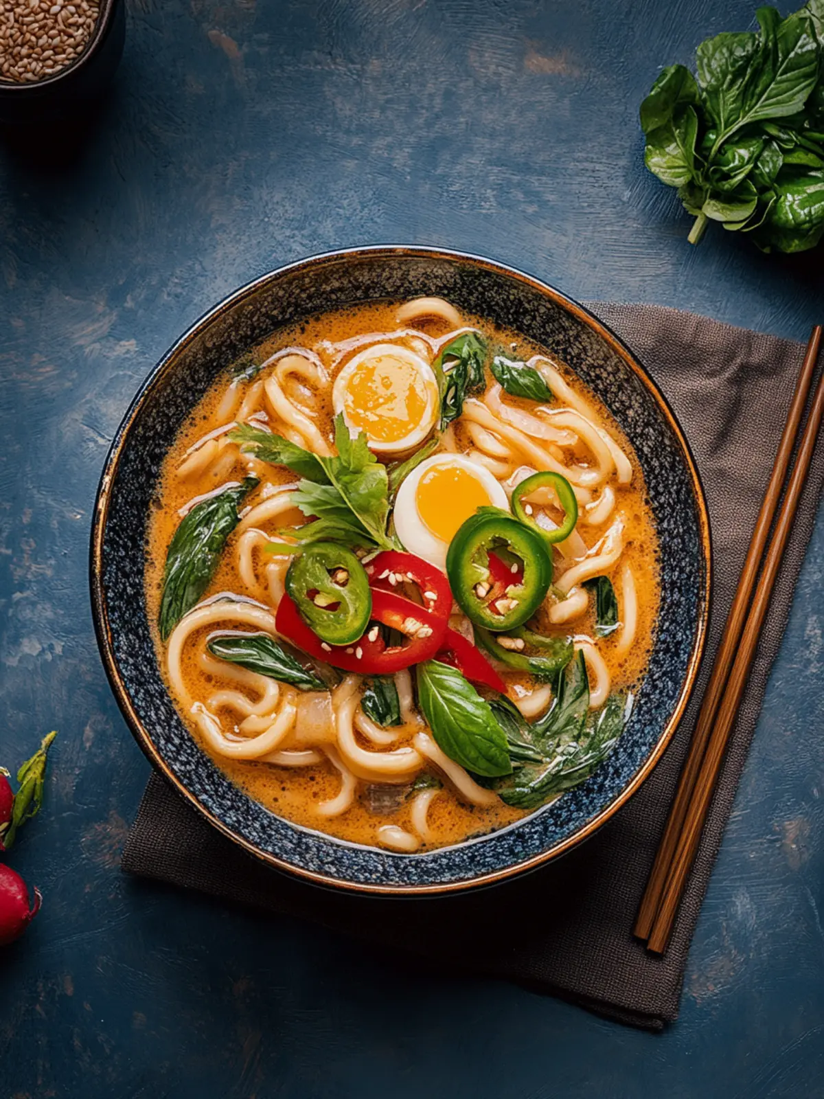Asiatische Udon-Nudelpfanne mit Erdnusssauce und Chili 3 Asiatische Udon-Nudelpfanne mit Erdnusssauce und Chili