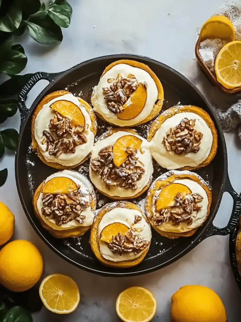 Vegan Pumpkin Rolls with Orange Buttercream and Pecans