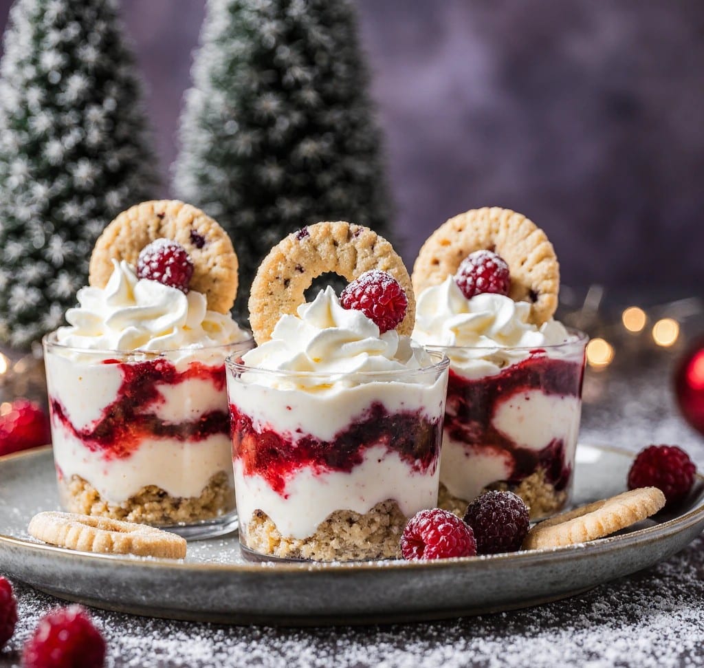 Vanillekipferl Dessert mit Himbeeren für festliche Anlässe