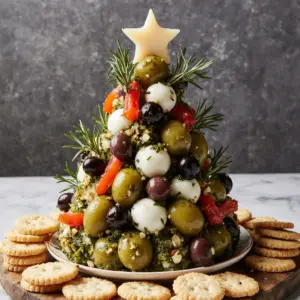 Antipasto Weihnachtsbaum Käsebällchen für Feste 2 Antipasto Weihnachtsbaum Käsebällchen für Feste