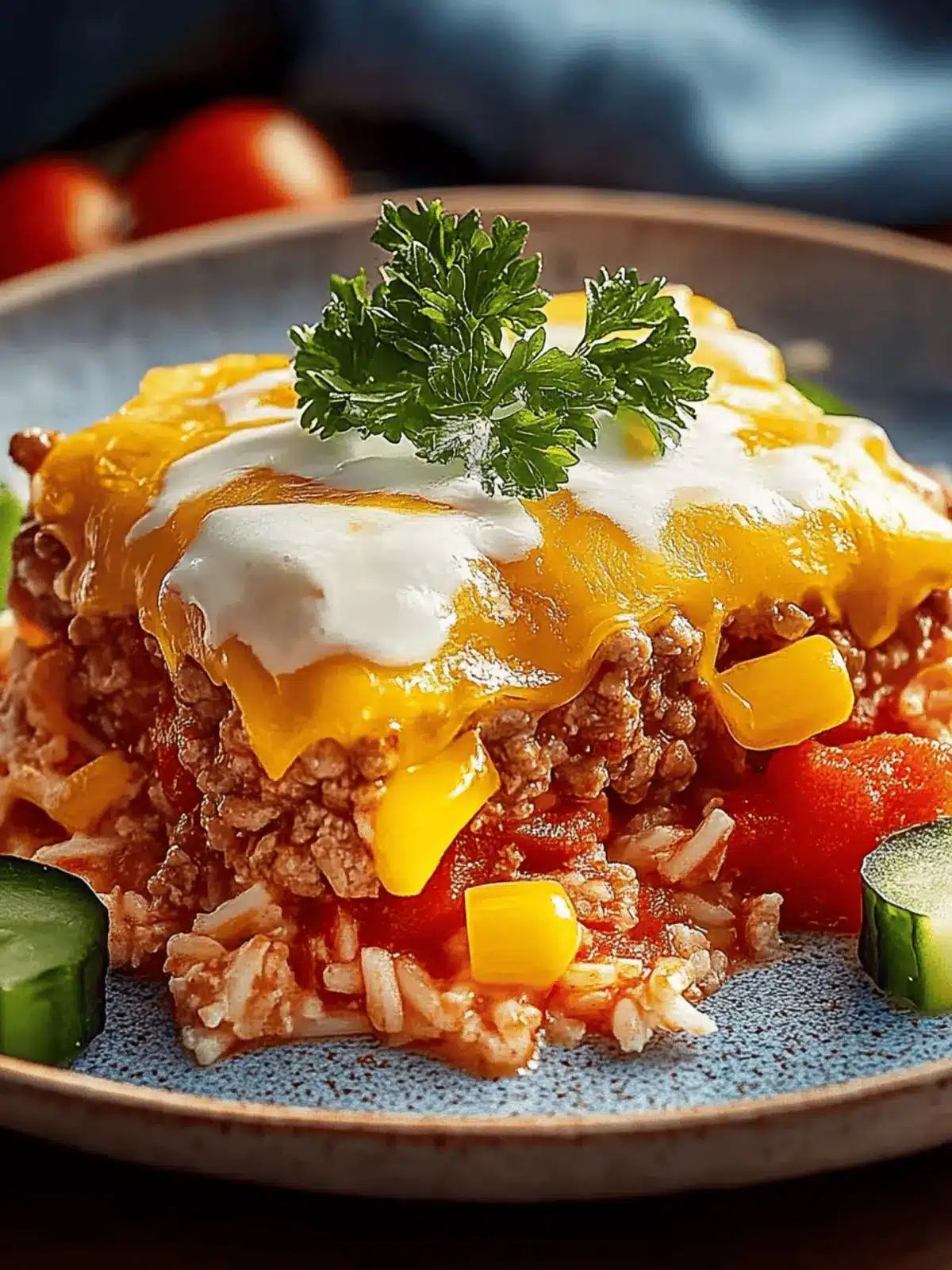 Rinderhackfleisch Reisauflauf