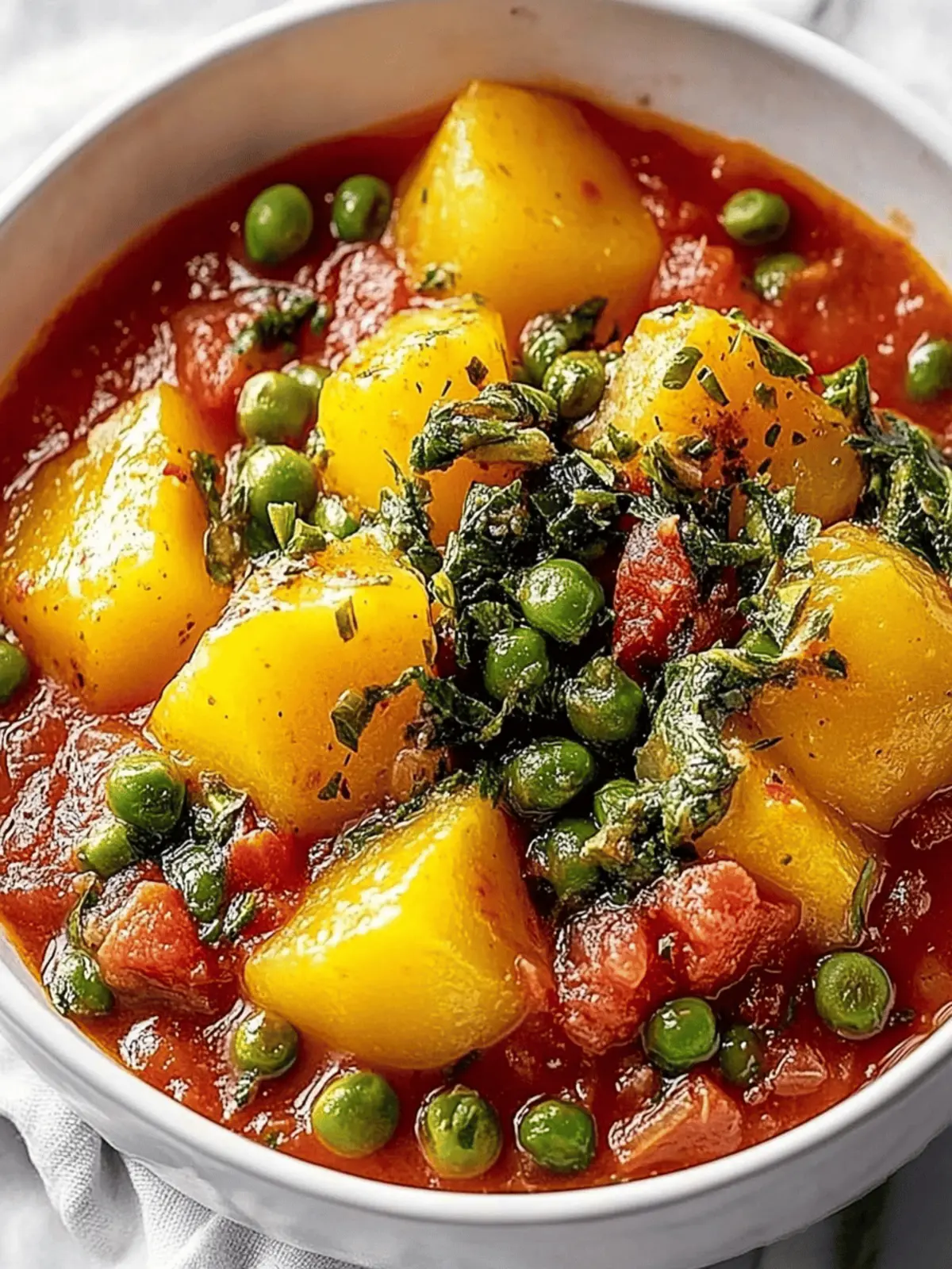 Veganes Kartoffelcurry mit Spinat und Erbsen genießen 3 Veganes Kartoffelcurry Spinat Erbsen