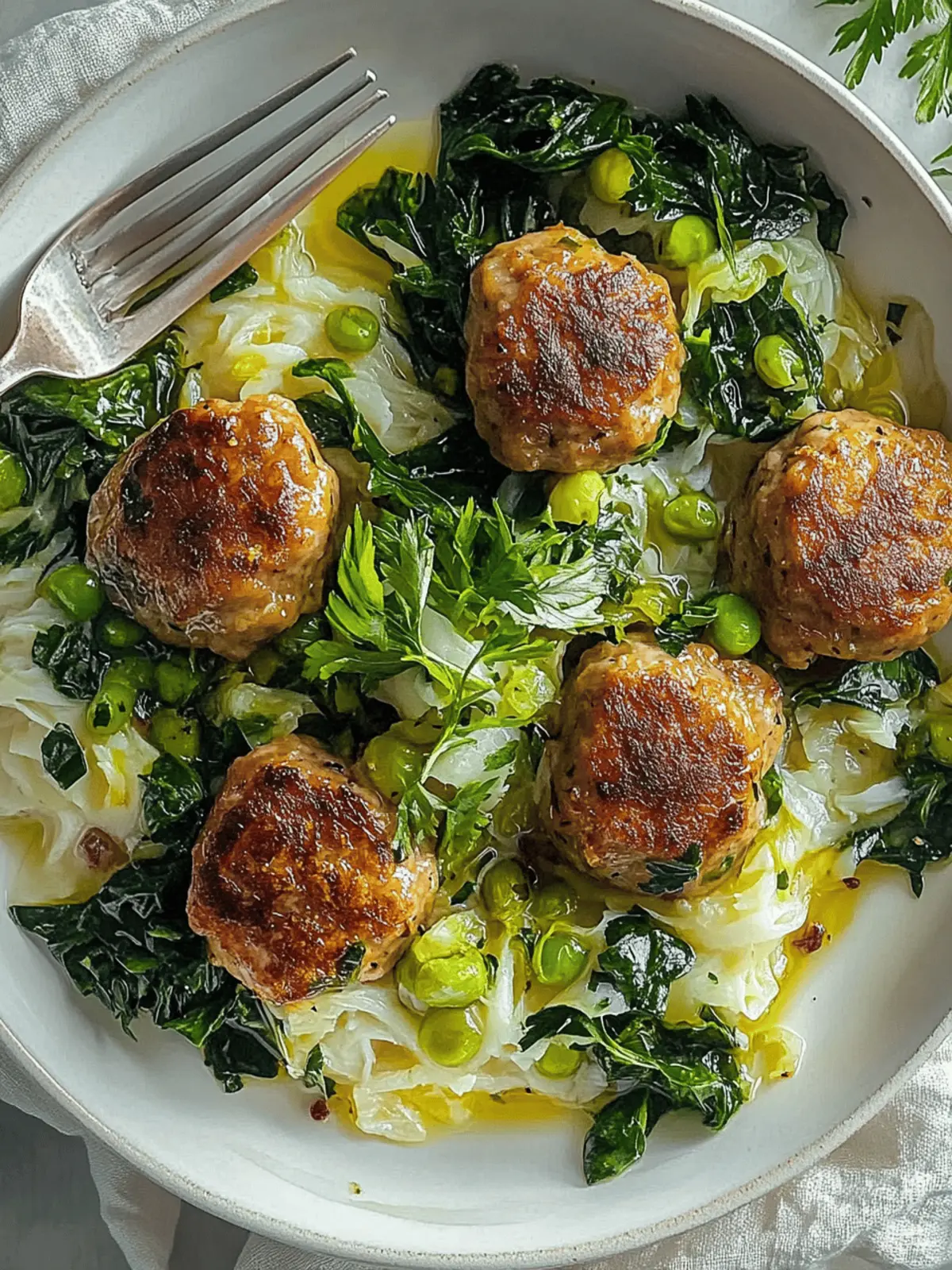 Frikadellen auf Rahmwirsing für ein herzhaftes Frühstück 4 Frikadellen auf Rahmwirsing