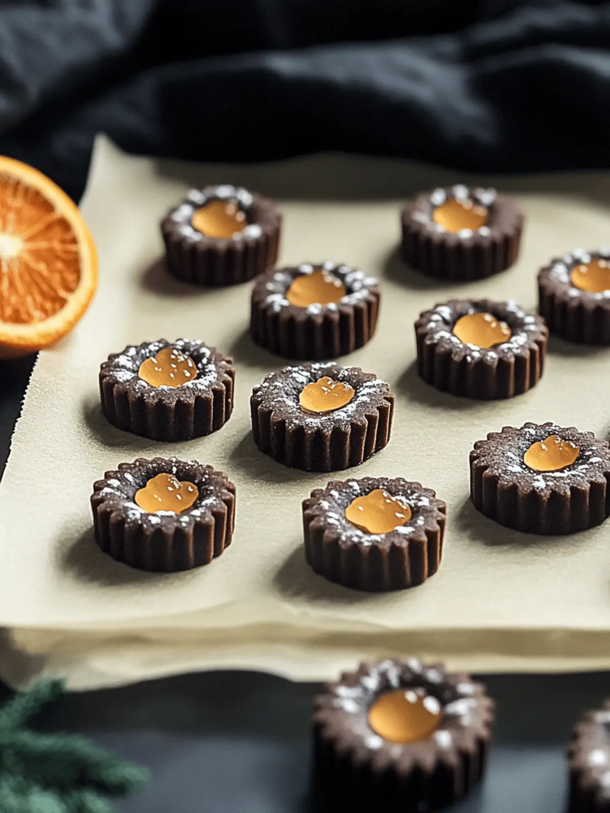 Schokoladen Spitzbuben mit gesalzenem Karamell genießen 2 Schokoladen Spitzbuben mit gesalzenem Karamell