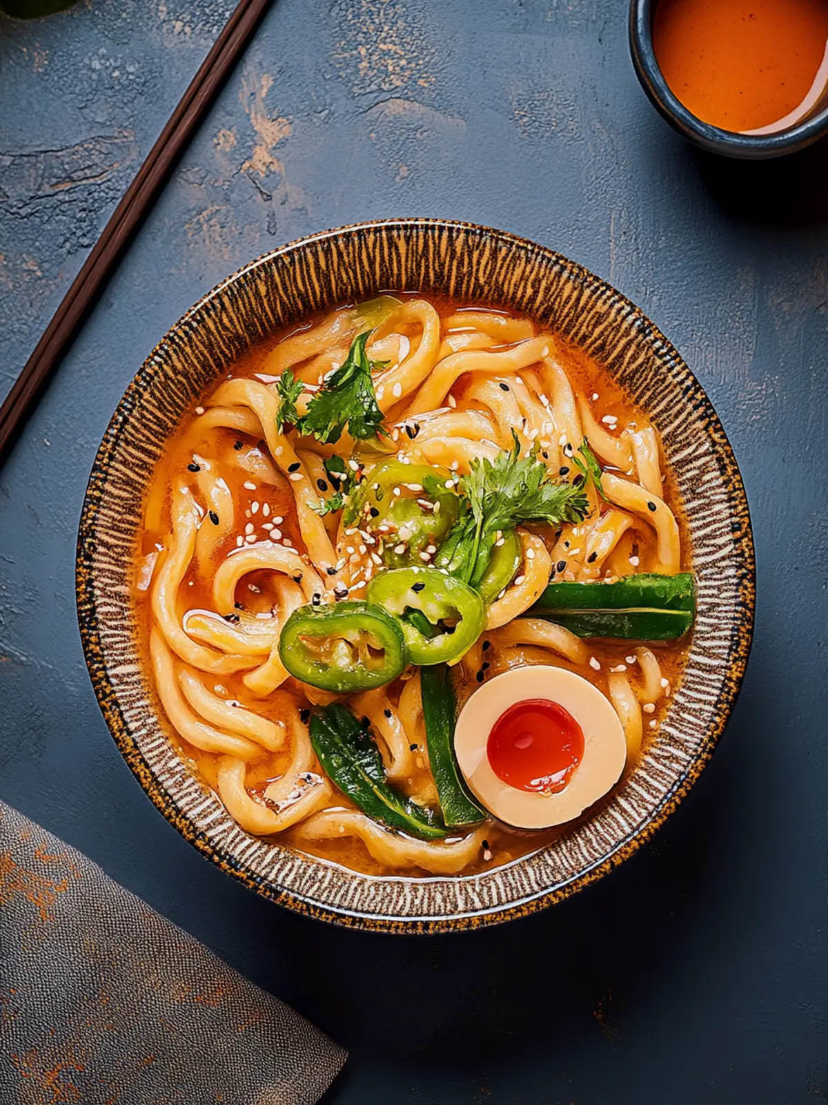 Asiatische Udon-Nudelpfanne mit Erdnusssauce und Chili 4 Asiatische Udon-Nudelpfanne mit Erdnusssauce und Chili