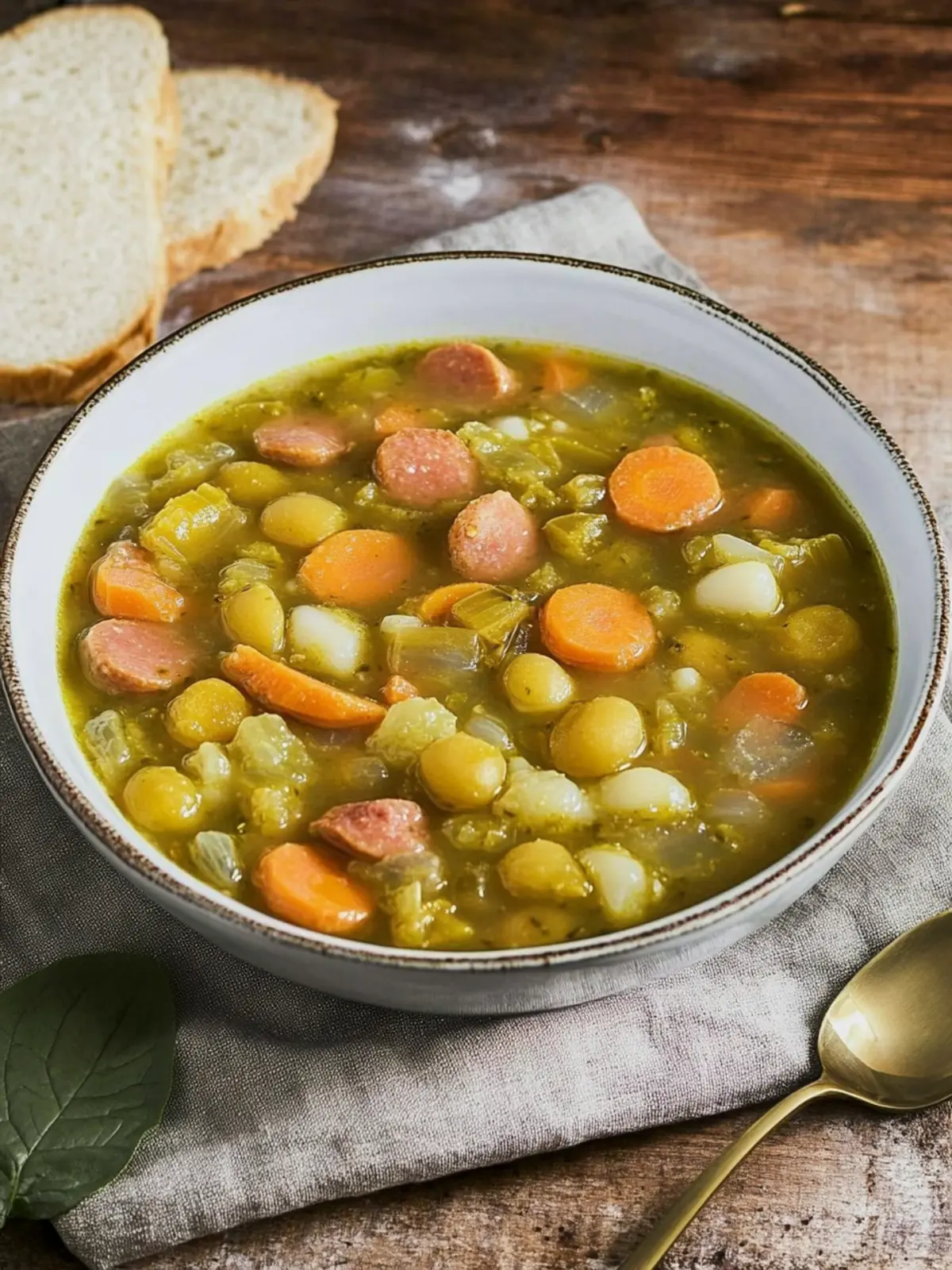 Leckere Erbsensuppe mit Wiener Würstchen 4 Pea stew with delicious Vienna sausages