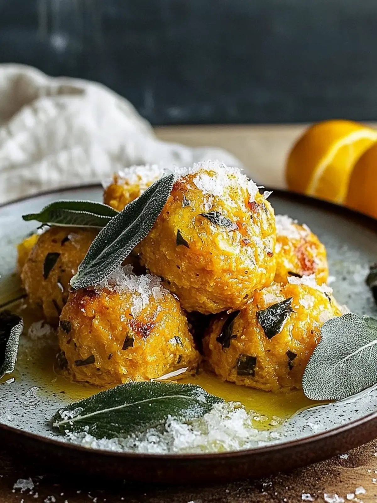 Kürbisknödel mit Salbeibutter für gemütliche Abende 2 Kürbisknödel mit Salbeibutter