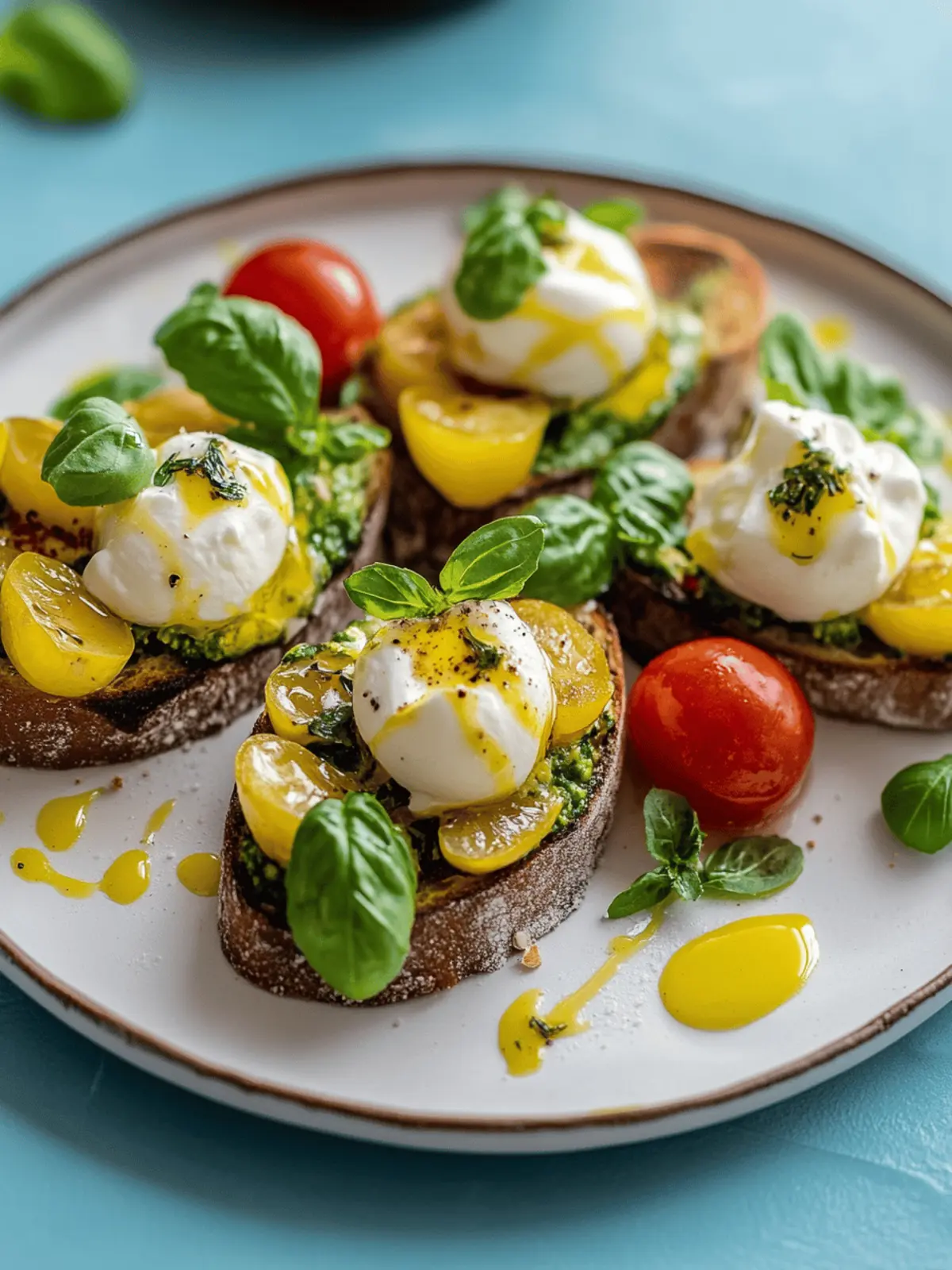 Avocado Burrata Bruschetta für den perfekten Start 4 Avocado Burrata Bruschetta