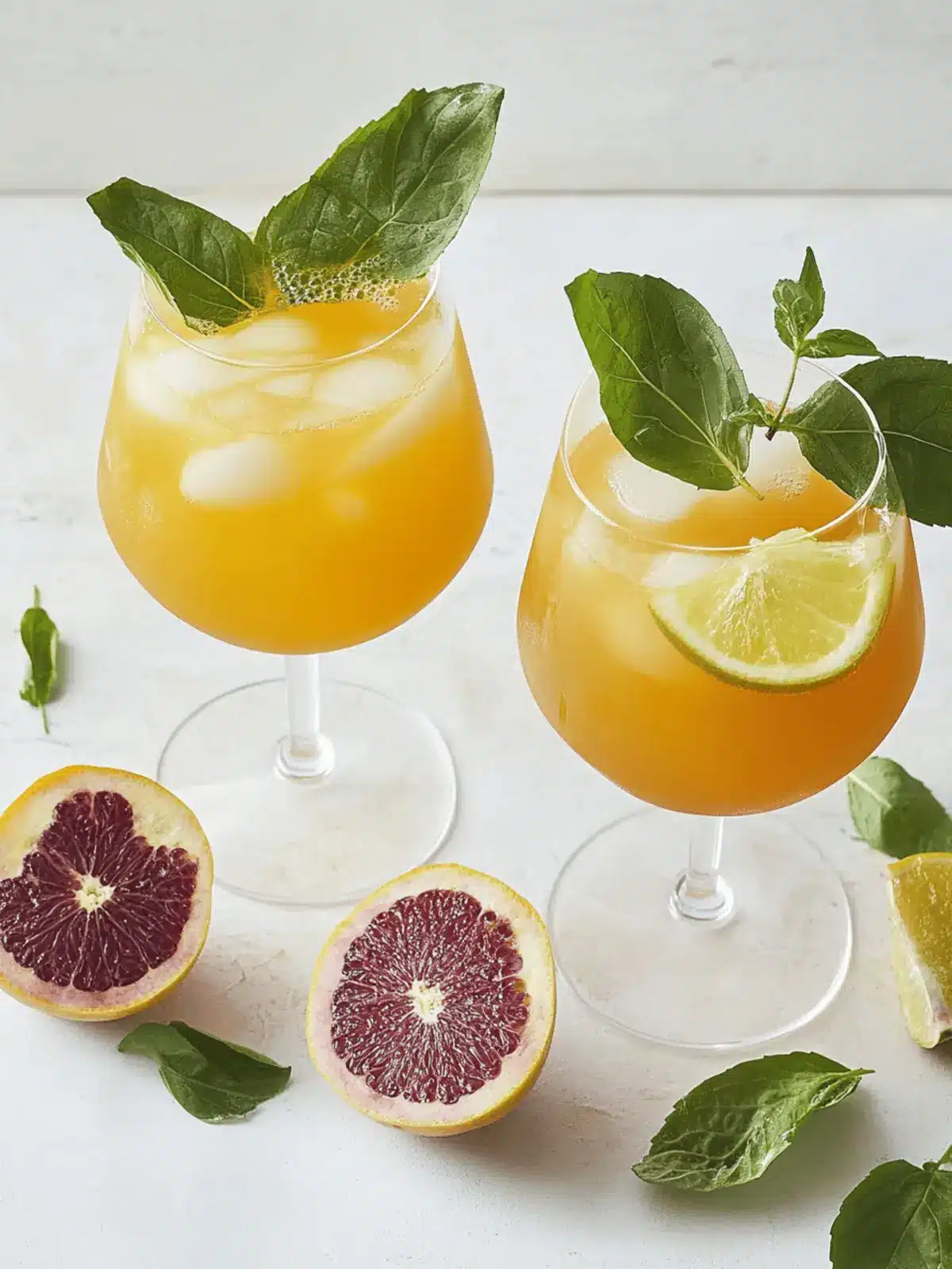 Tasty winter spritz with passion fruit syrup and prosecco