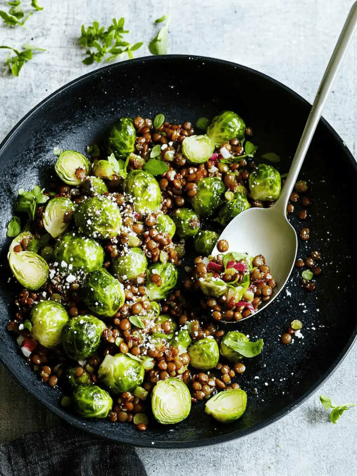 Knusprige Rosenkohl mit Berglinsen für Genuss pur 4 Fried Brussels sprouts with mountain lentils