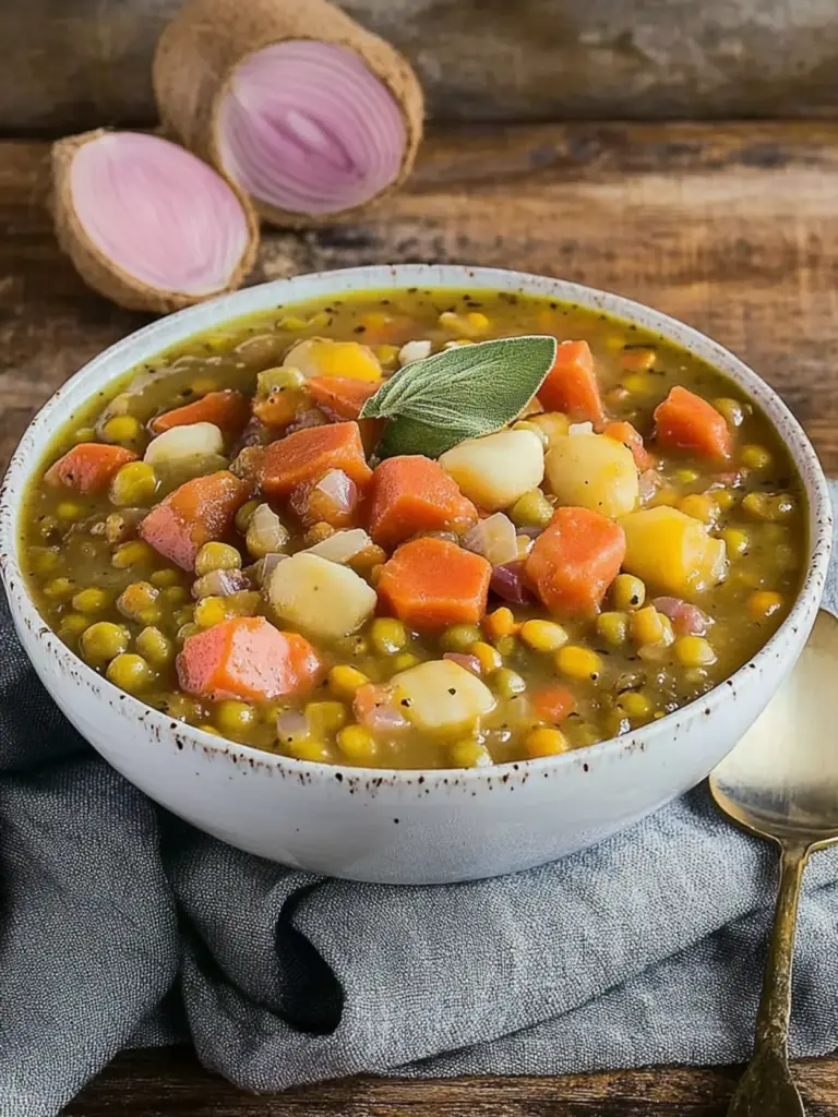 Pea stew with delicious Vienna sausages