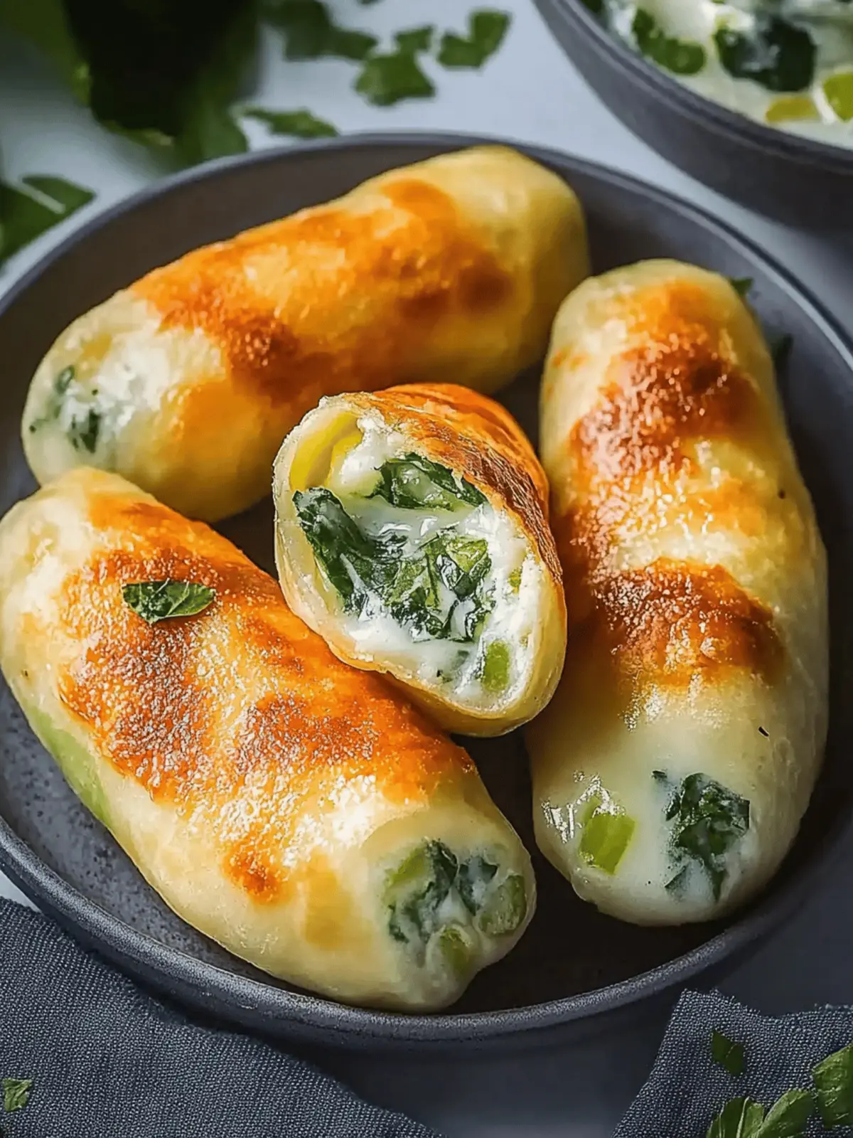 Vegane Kartoffeltaschen mit Spinat-Frischkäse-Füllung 2 Vegan potato pockets with spinach cream cheese filling