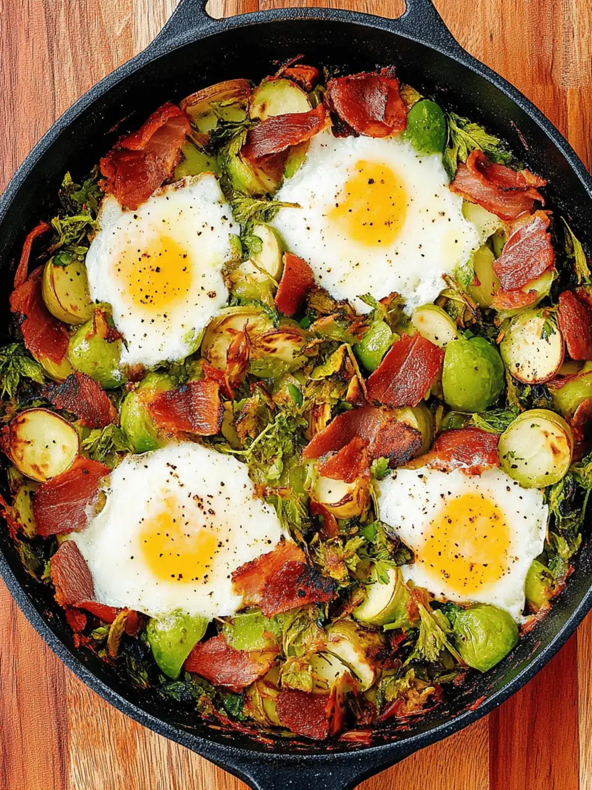 Schnelles Rosenkohl Hash mit Speck und Eiern 2 Rosenkohl Hash