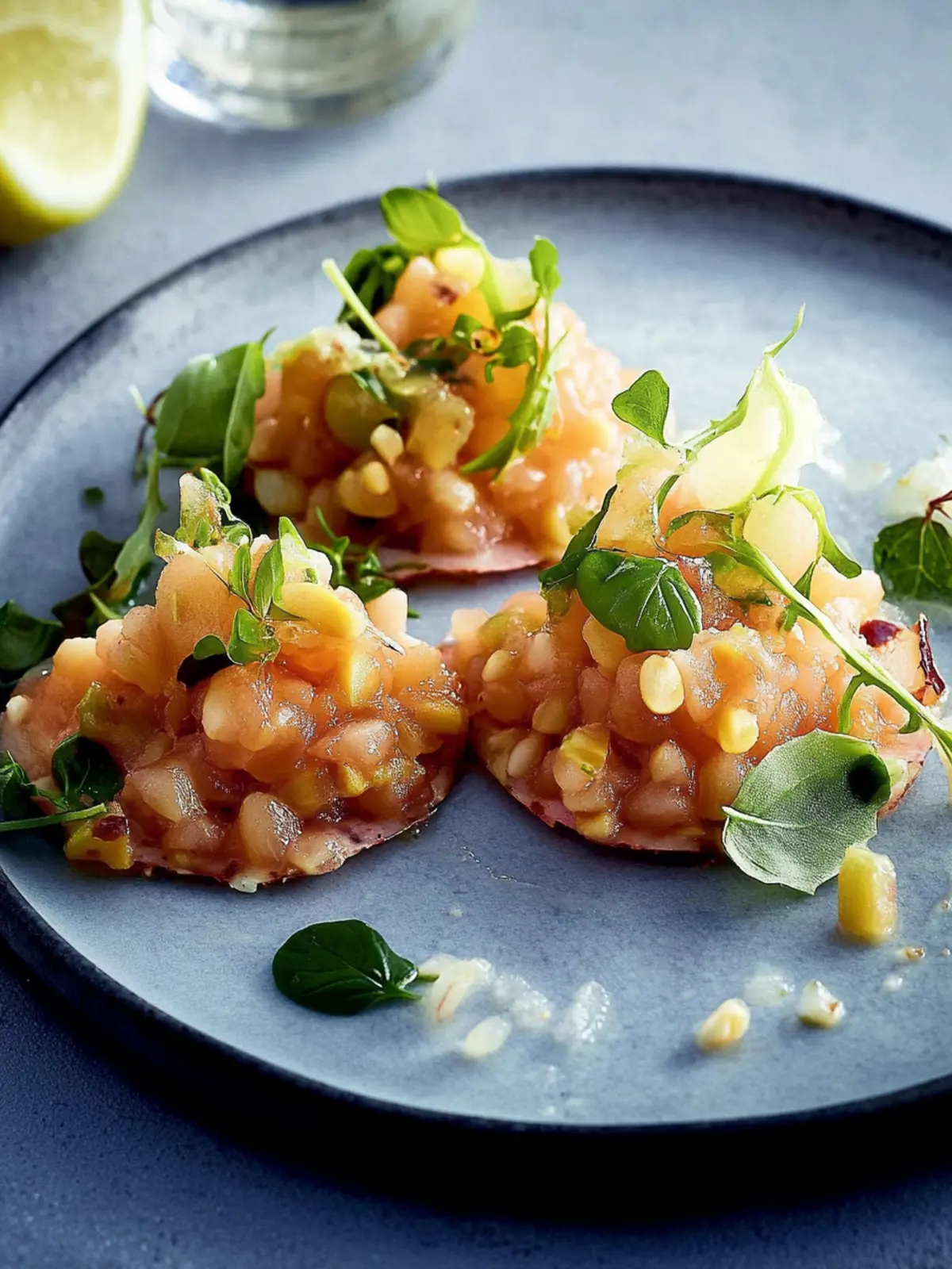 Frisches Lachstatar mit Honig-Limetten-Dressing 5 Lachstatar mit Honig-Limetten-Dressing