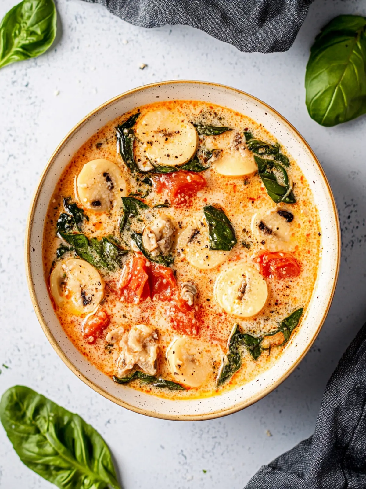 Schmortopf Tomaten Basilikum Tortellini Suppe