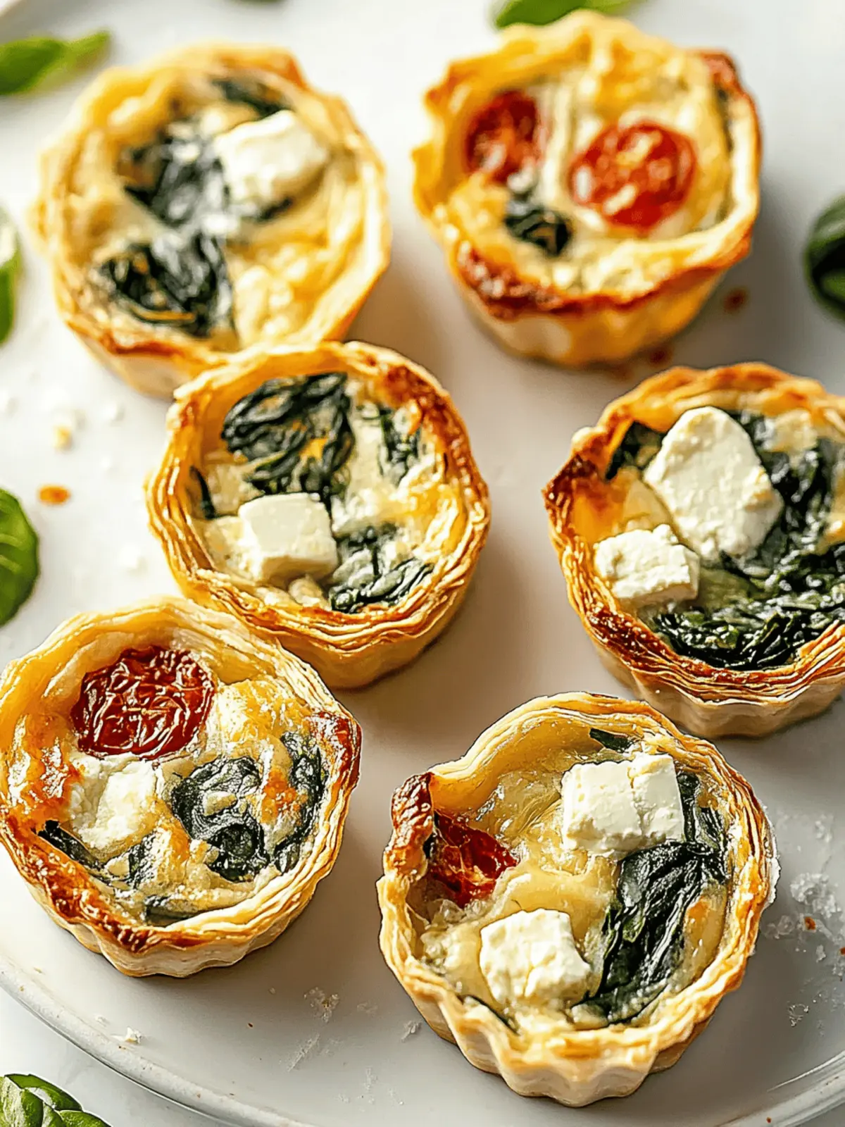 Mini-Quiches mit Spinat und Feta - Leckerer Snack 3 Mini-Quiches with spinach and feta delicious snack