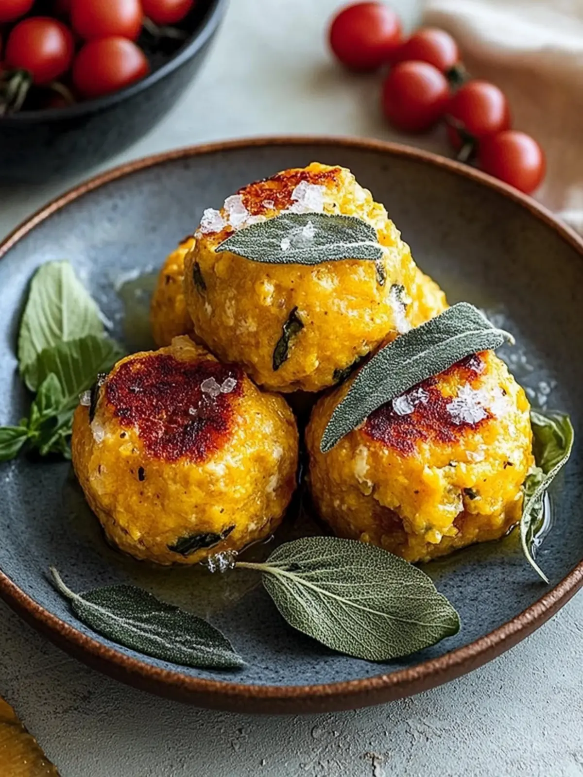 Kürbisknödel mit Salbeibutter für gemütliche Abende 4 Kürbisknödel mit Salbeibutter