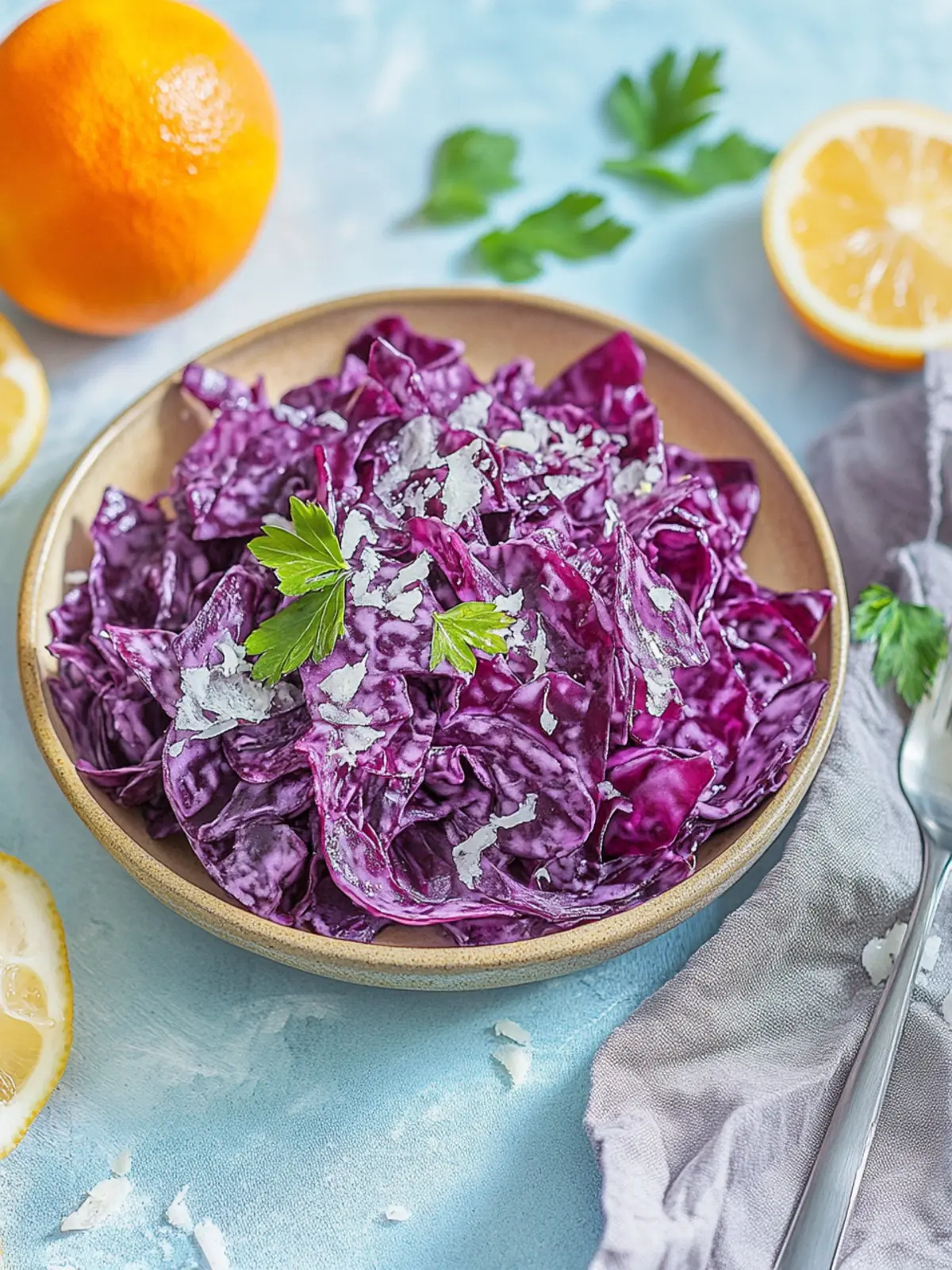 Einfacher Rotkohlsalat nach Großmutters Art 3 Simple red cabbage salad with dressing like grandmother's style