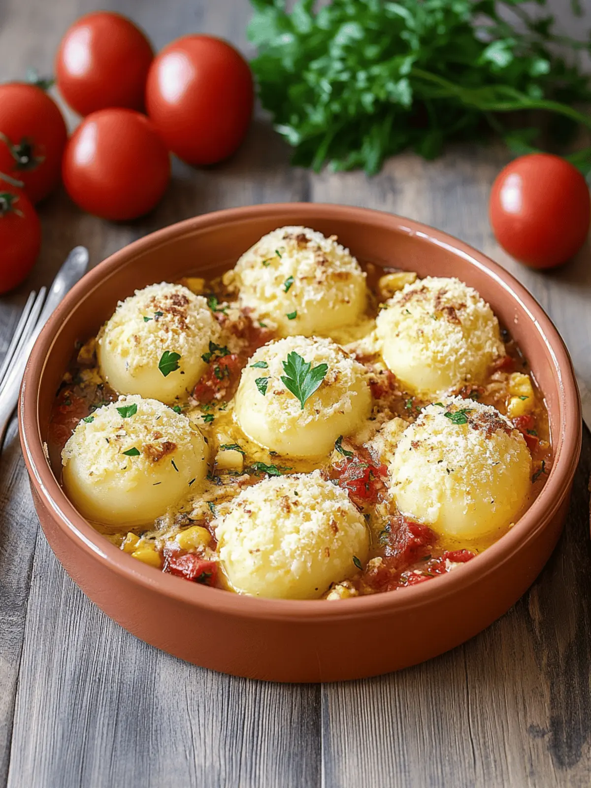 Knödelauflauf mit Linsenbolognese