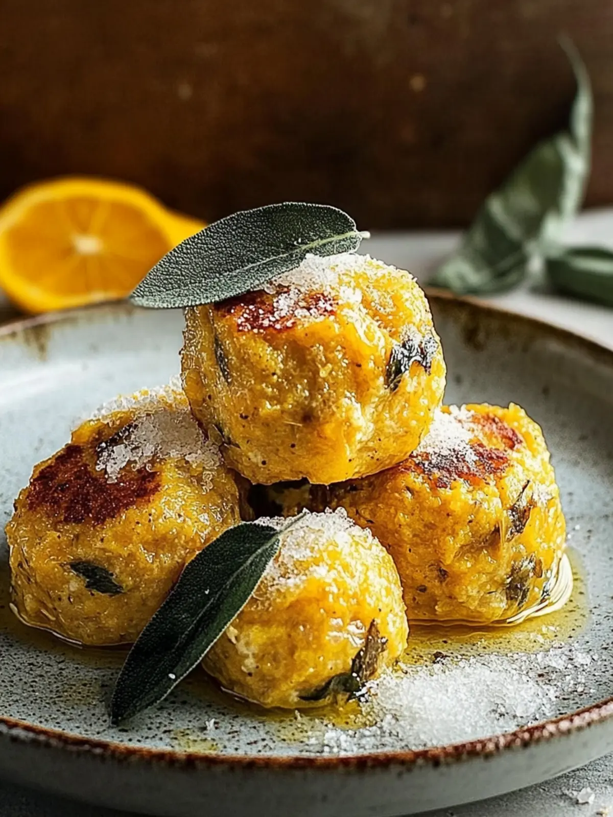 Kürbisknödel mit Salbeibutter für gemütliche Abende 3 Kürbisknödel mit Salbeibutter