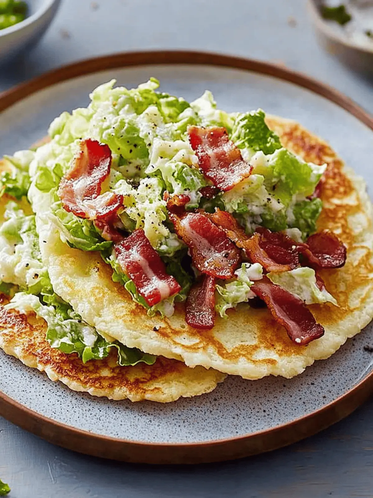 Herzhafte Pfannkuchen mit Salat und Bacon zaubern 2 Herzhafte Pfannkuchen mit Salat Bacon