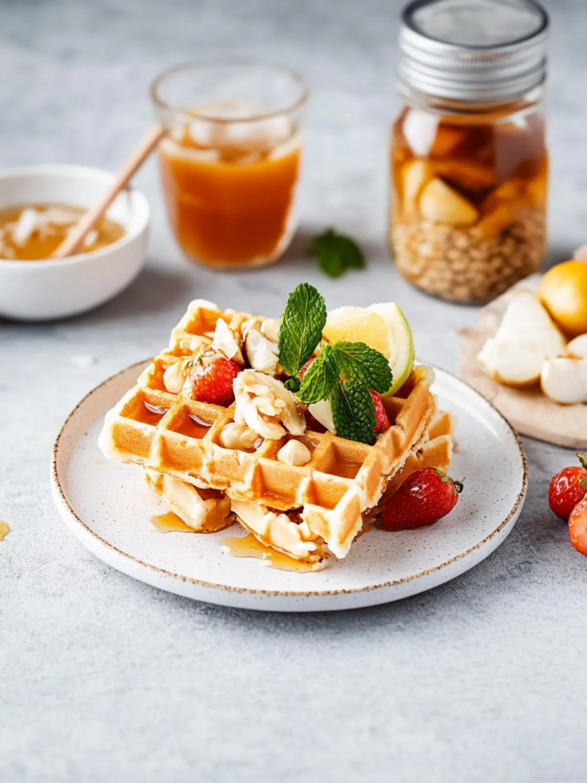 Bananenwaffeln mit Joghurt und Honig genießen 3 Bananenwaffeln mit Joghurt und Honig