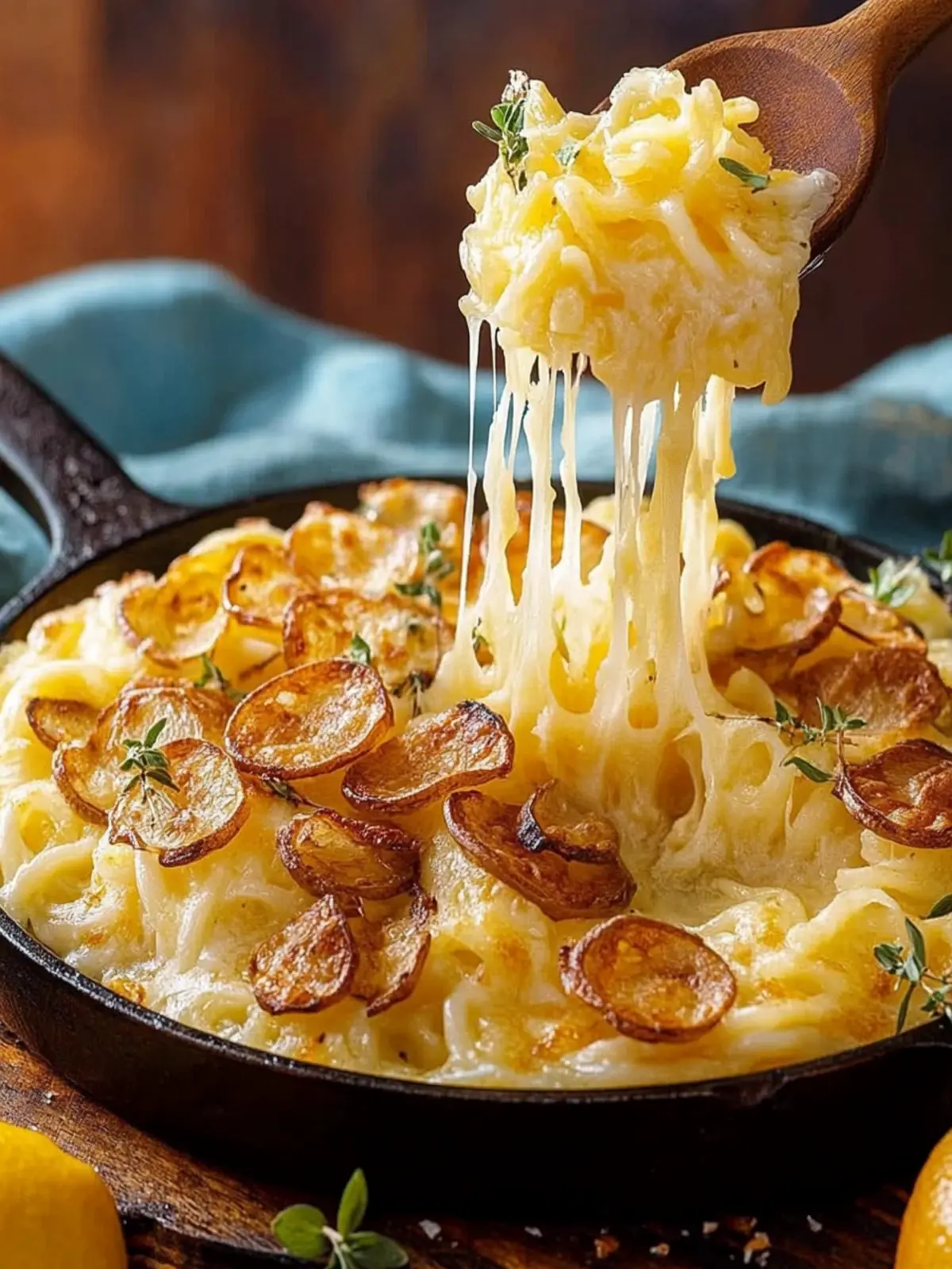 Cremige Käsespätzle mit knusprigen Röstzwiebeln 2 Creamy cheese spaetzle with crispy fried onions