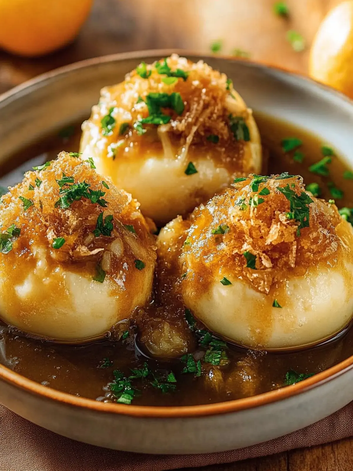 Klassische Kartoffelklöße mit Zwiebelsoße Rezept 4 Classic potato dumplings with onion sauce