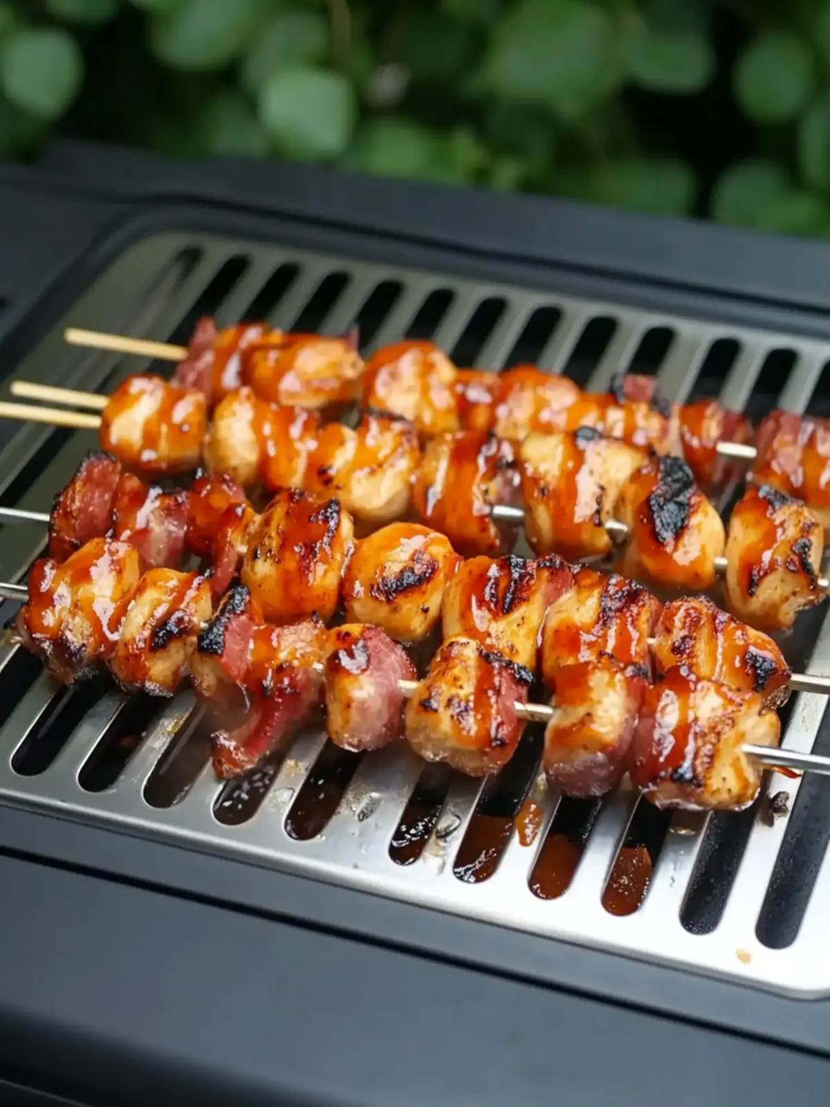 Gegrillte Honig-BBQ-Bacon-Hühnchen-Spieße einfach gemacht 2 Gegrillte Honig-BBQ-Bacon-Hühnchen-Spieße