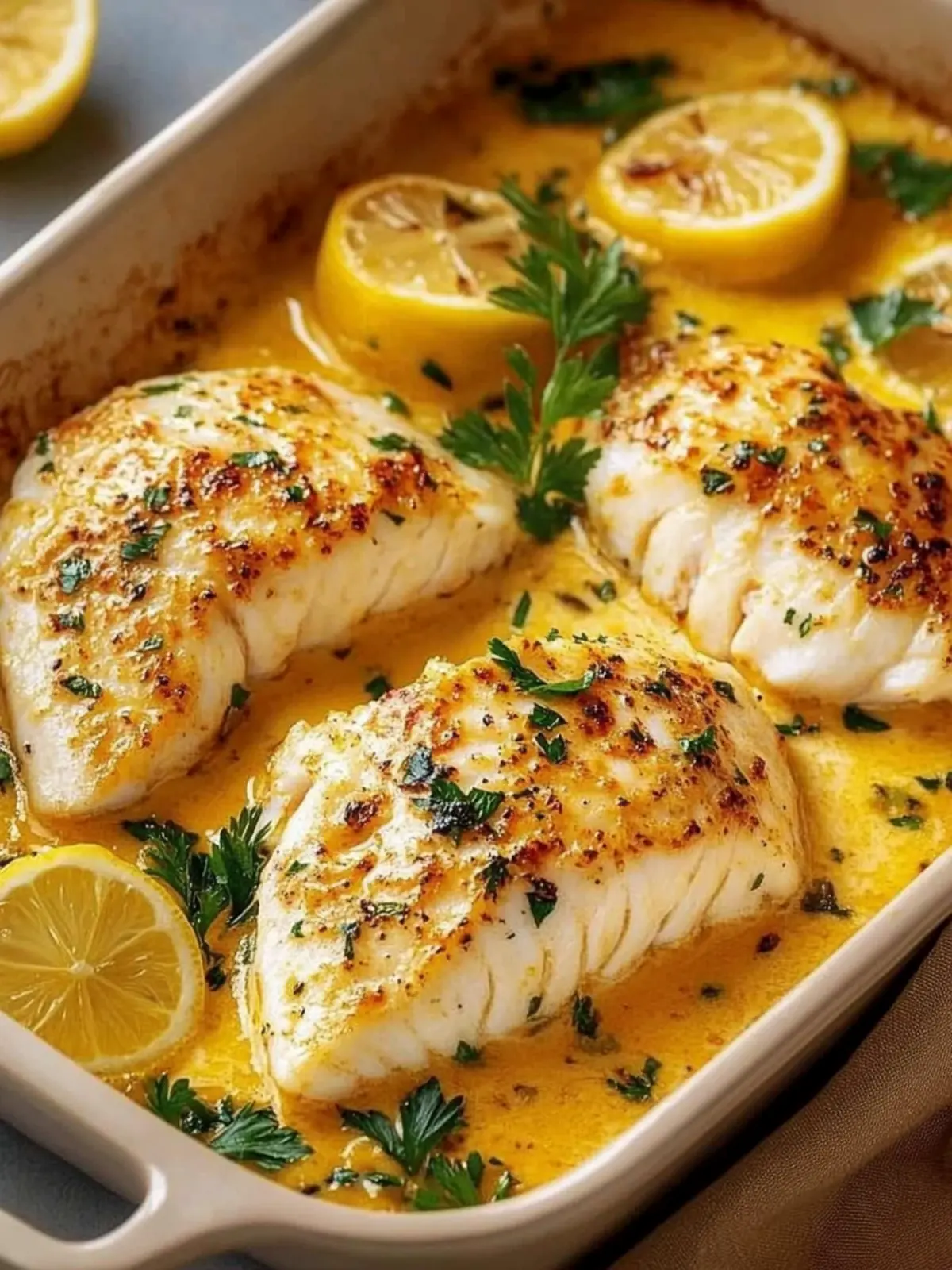 Saftiges Zitronen-Fischfilet aus dem Ofen genießen 5 Juicy lemon fish fillet from the oven