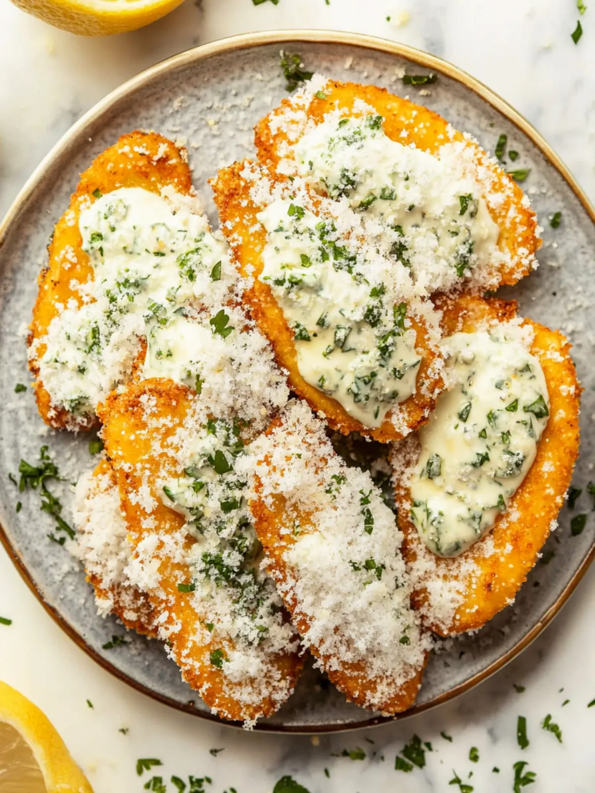 Hähnchenstreifen mit Knoblauch-Parmesan backen 3 Hähnchenstreifen mit Knoblauch-Parmesan