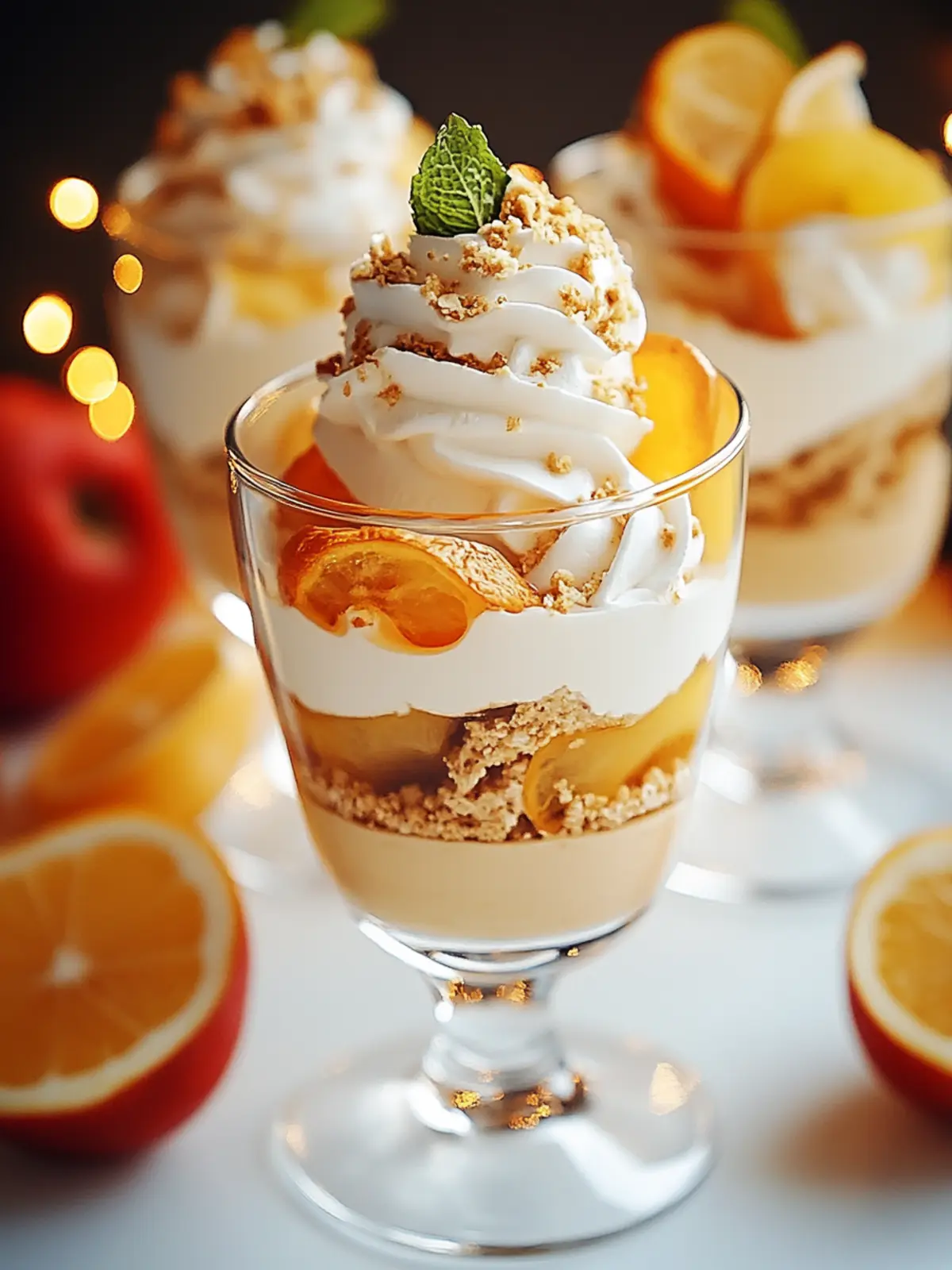 Eierlikör-Mousse mit Spekulatius-Creme und Mandarinen