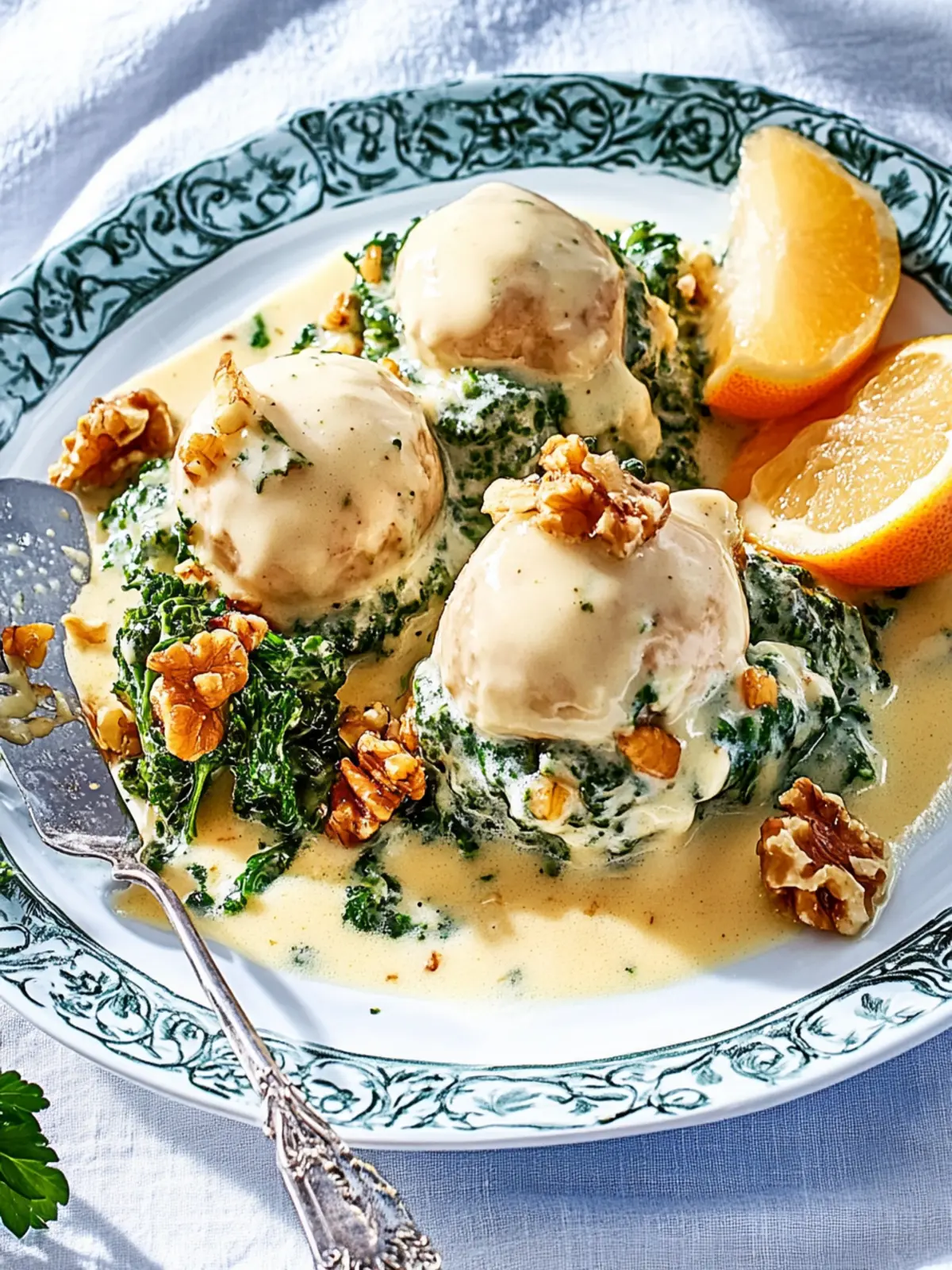 Spinatknödel mit Pilzragout – Ein vegetarischer Genuss 3 Spinatknödel mit Pilzragout