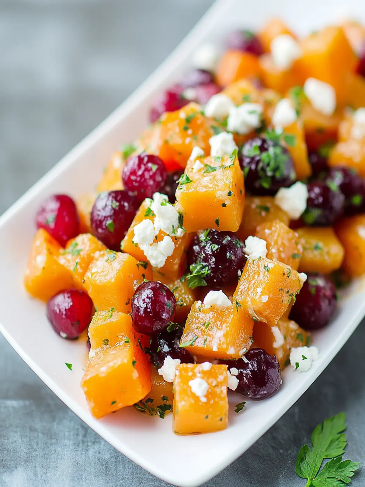 Honiggerösteter Kürbis mit Cranberries und Feta lecker genießen 2 Honiggerösteter Kürbis mit Cranberries und Feta