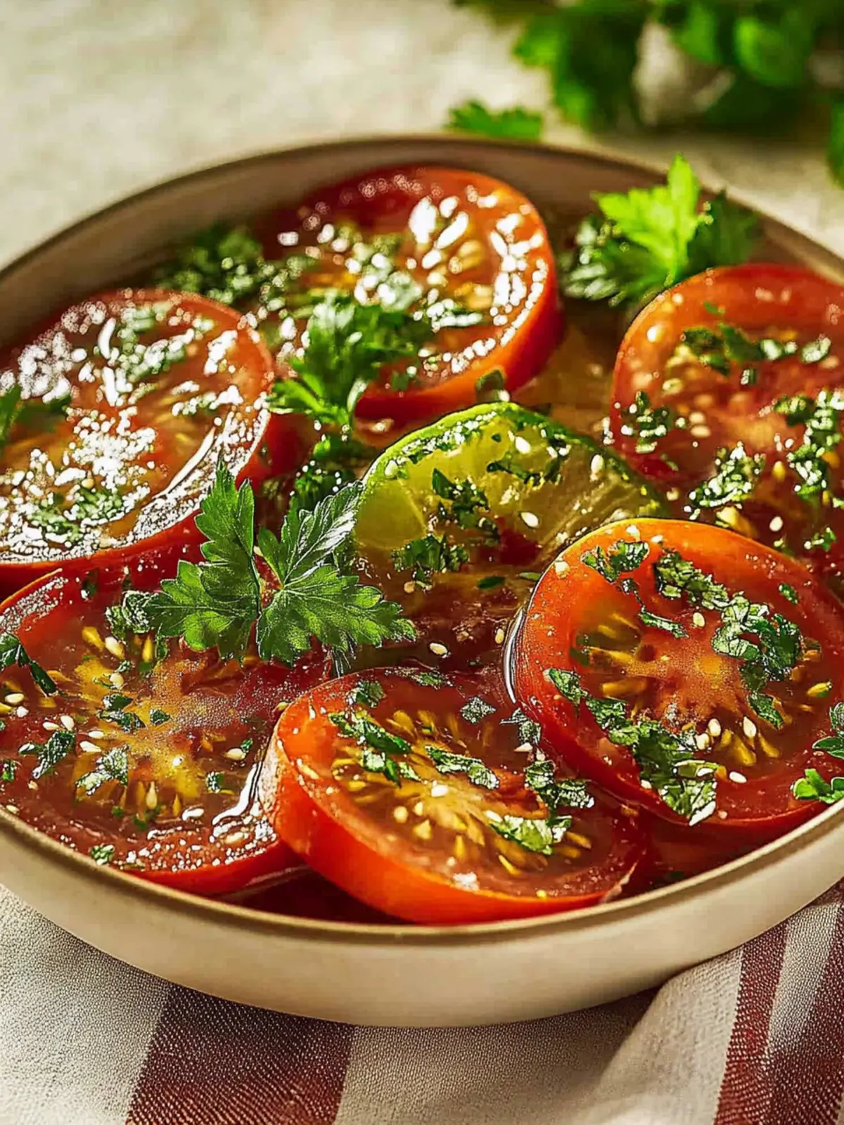 Mediterraner Tomatensalat mit Kräuter-Vinaigrette für den perfekten Genuss 3 Mediterraner Tomatensalat mit Kräuter-Vinaigrette
