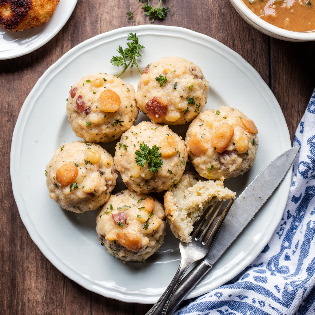 Klassische Semmelknödel – Ein cremiger Genuss! 3 Klassische Semmelknödel – Ein cremiger Genuss!