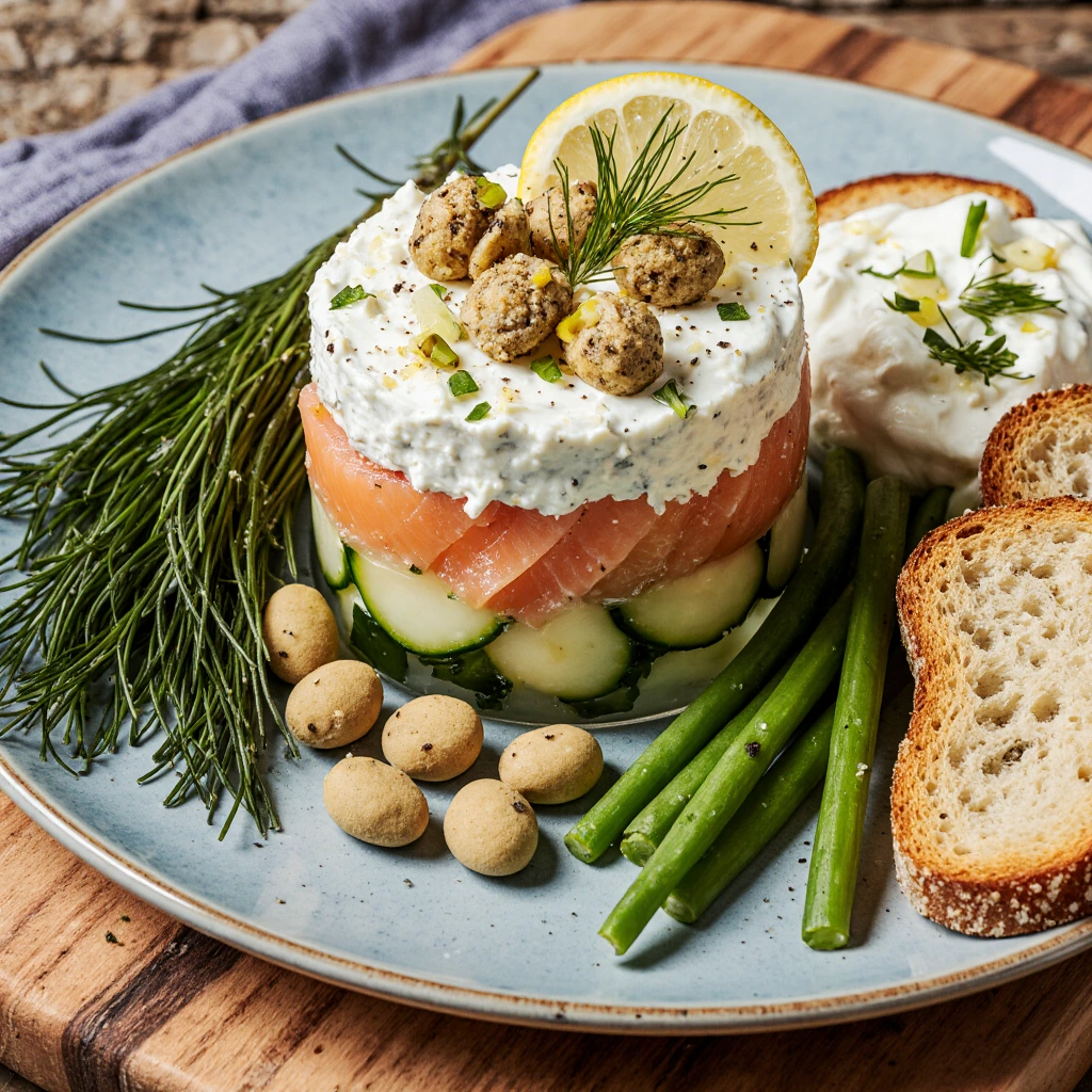Räucherlachstatar mit Zitronenfrischkäse genießen 3 Räucherlachstatar mit Zitronenfrischkäse genießen